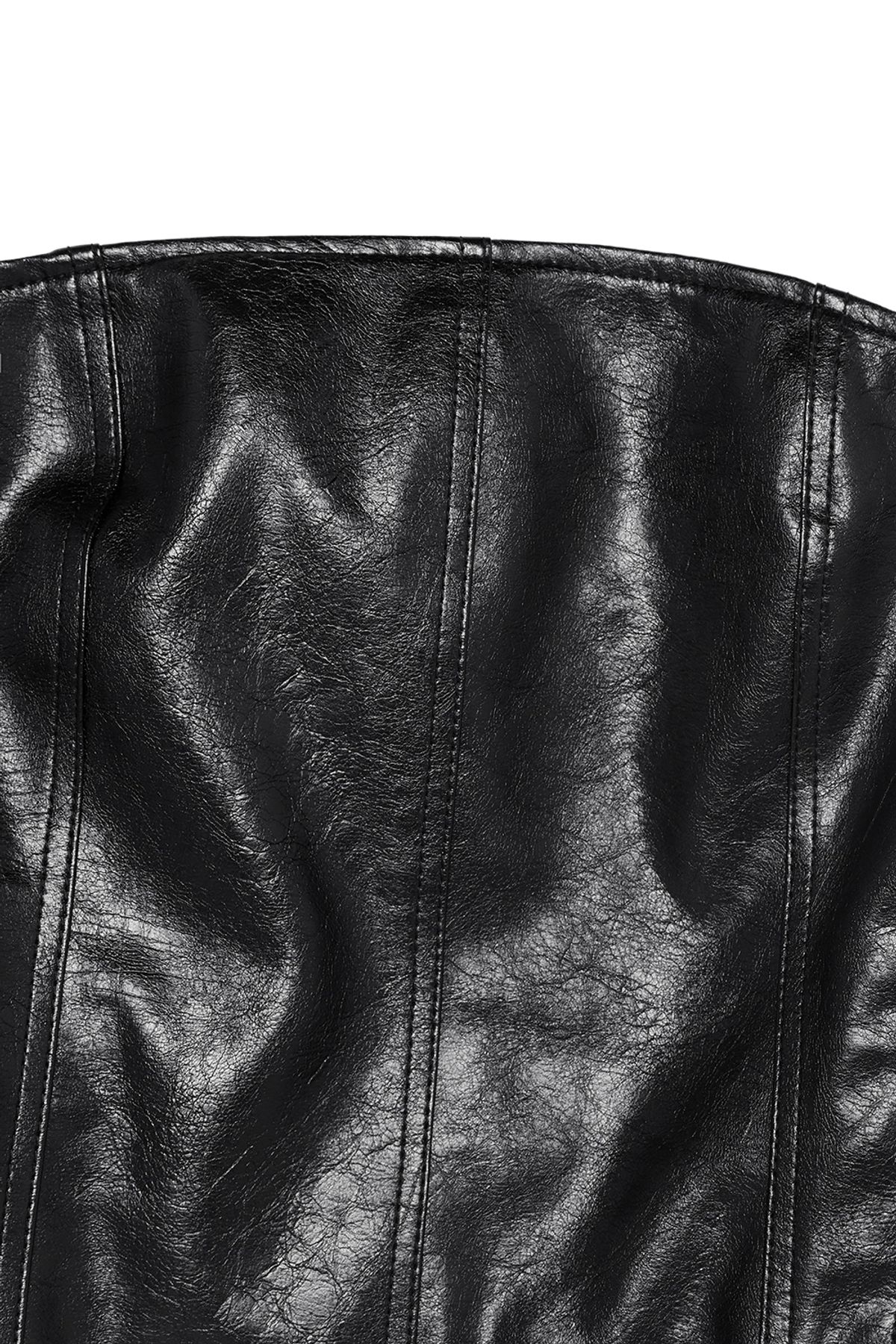 커렌트(CURRENT) VEGAN LEATHER BUSTIER TOP [BLACK]