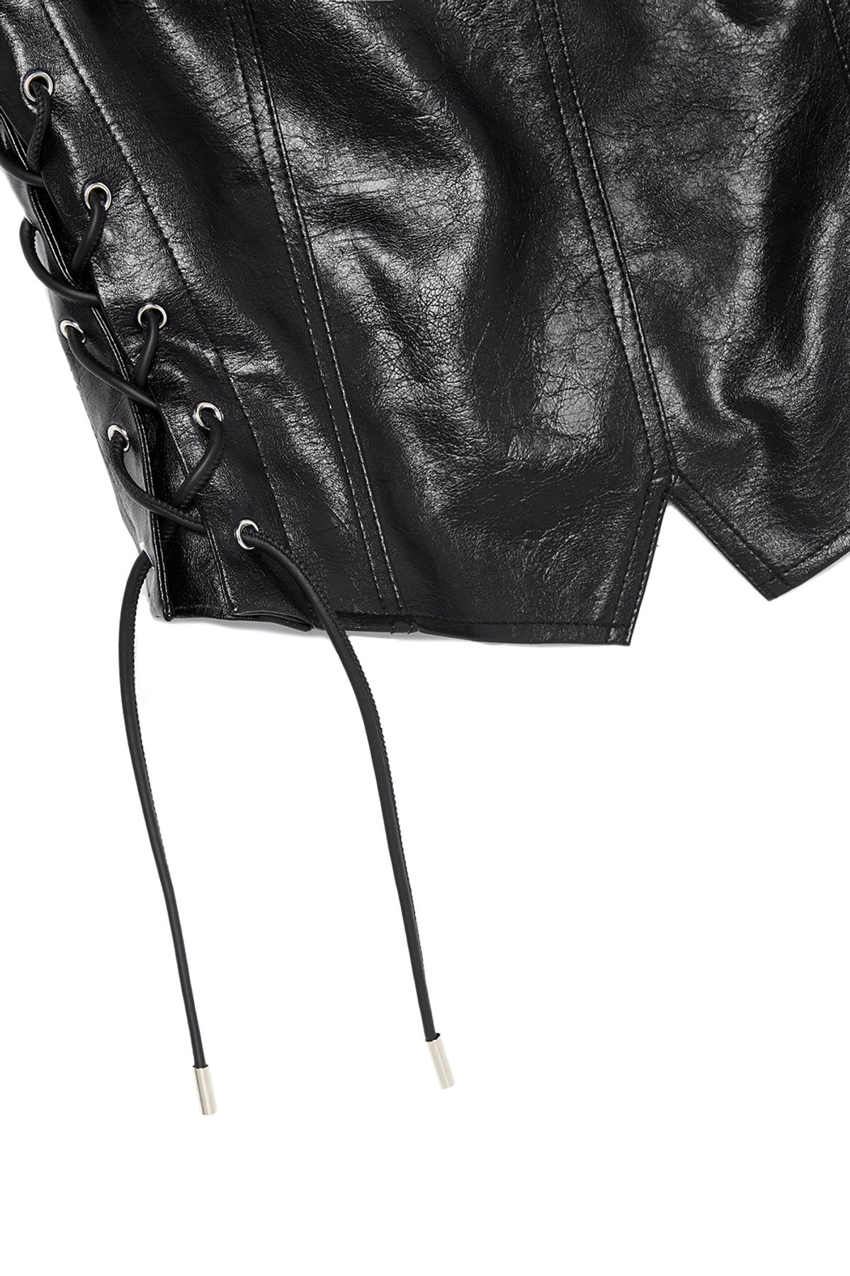 커렌트(CURRENT) VEGAN LEATHER BUSTIER TOP [BLACK]