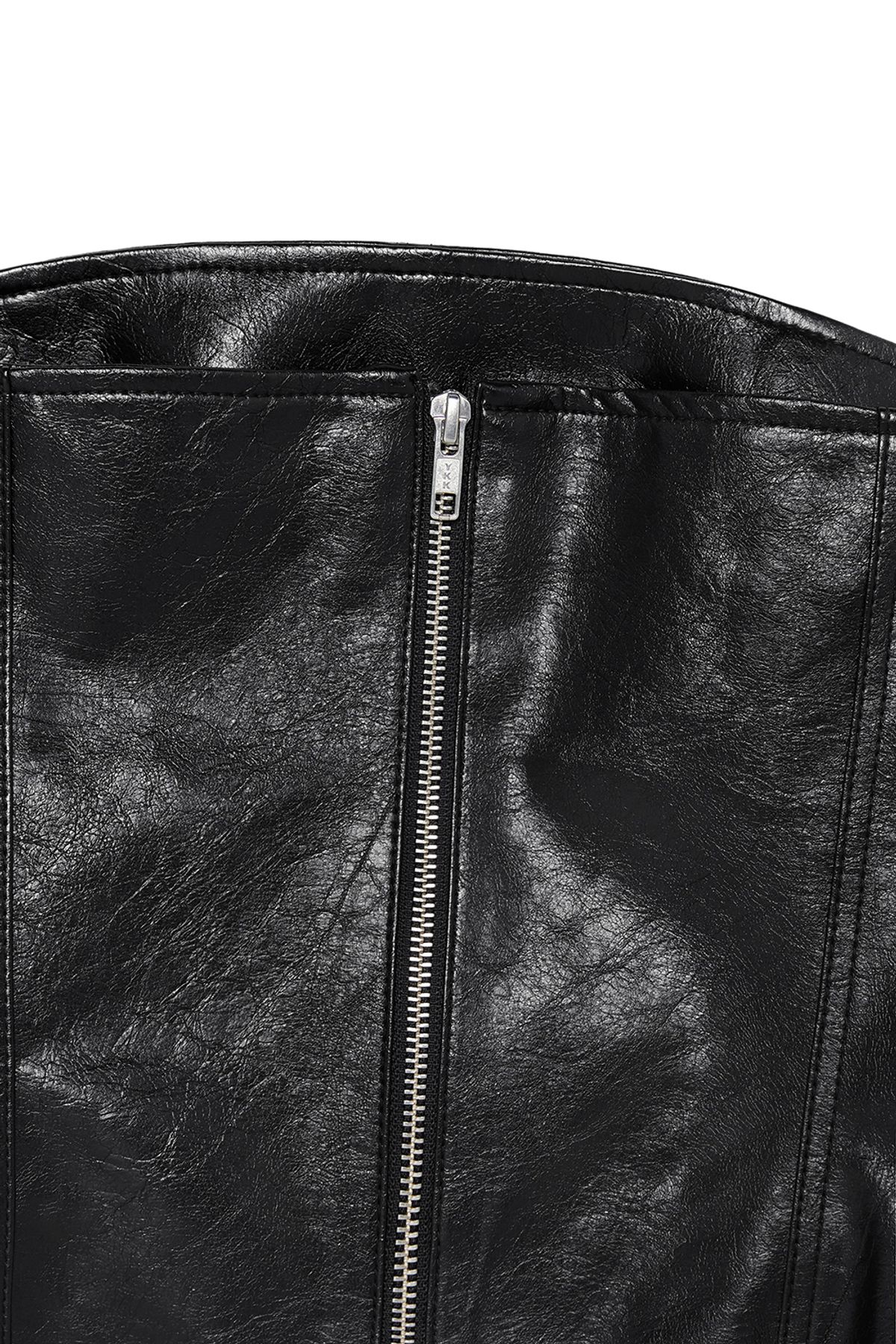 커렌트(CURRENT) VEGAN LEATHER BUSTIER TOP [BLACK]