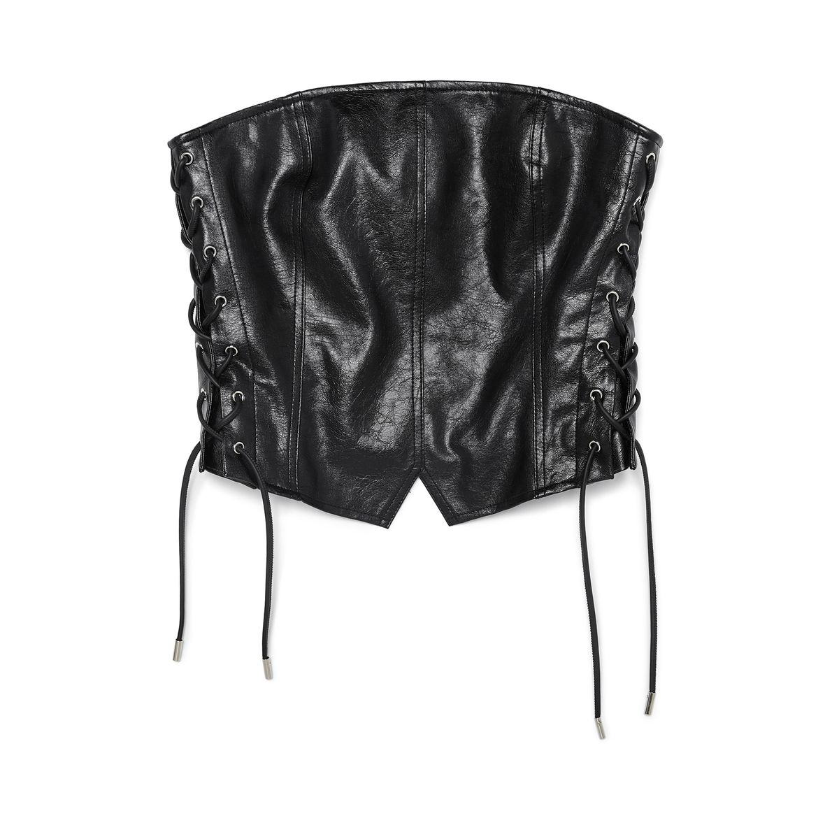 커렌트(CURRENT) VEGAN LEATHER BUSTIER TOP [BLACK]
