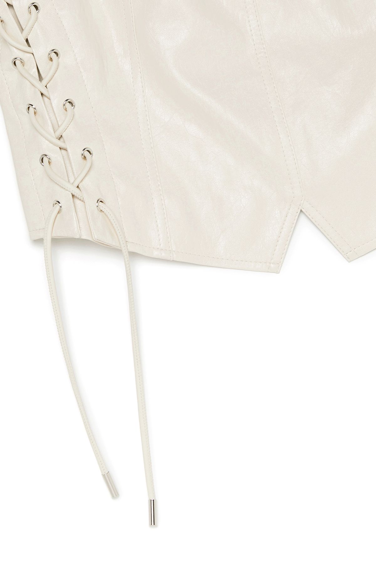 커렌트(CURRENT) VEGAN LEATHER BUSTIER TOP [IVORY]