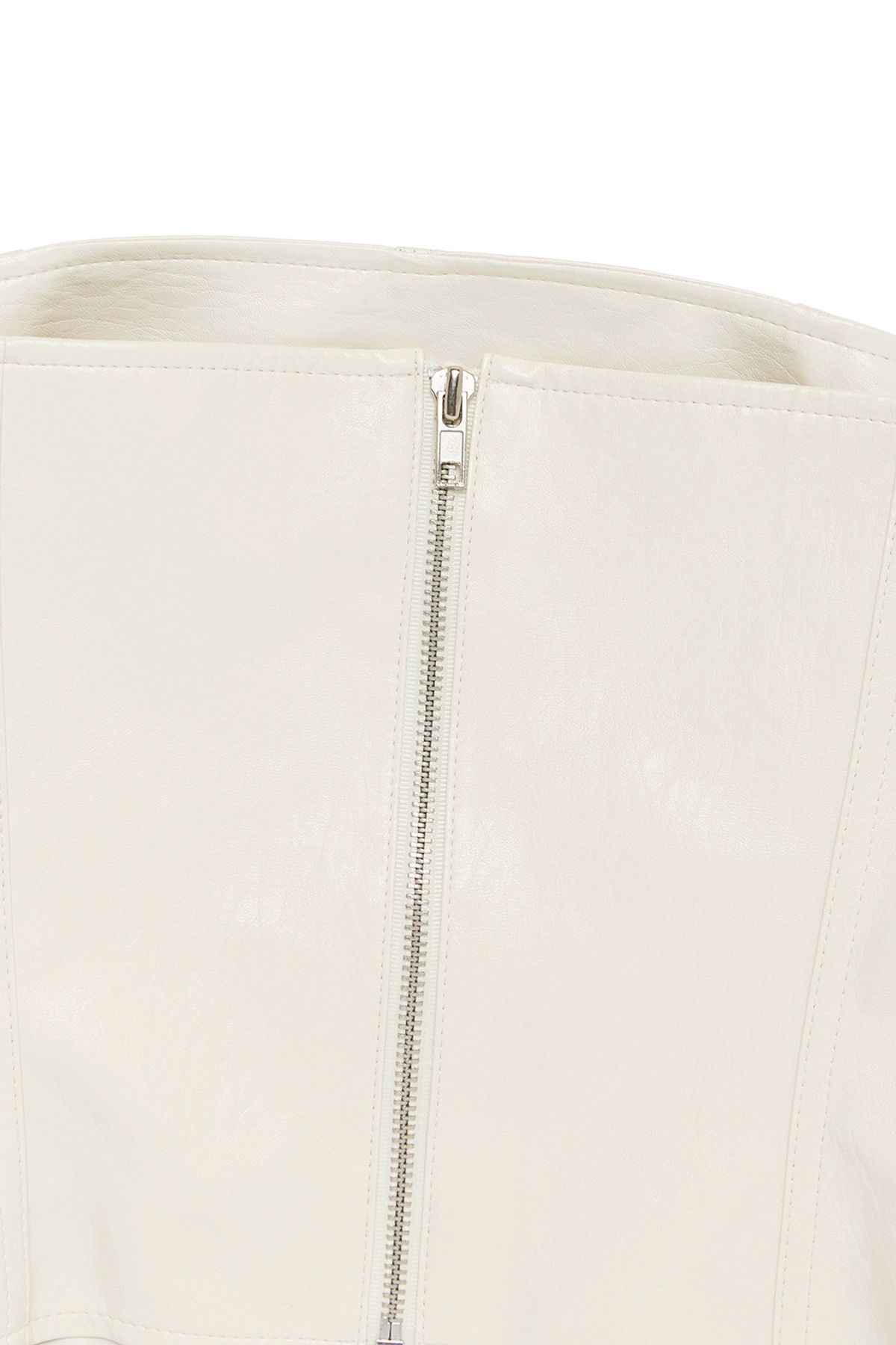 커렌트(CURRENT) VEGAN LEATHER BUSTIER TOP [IVORY]