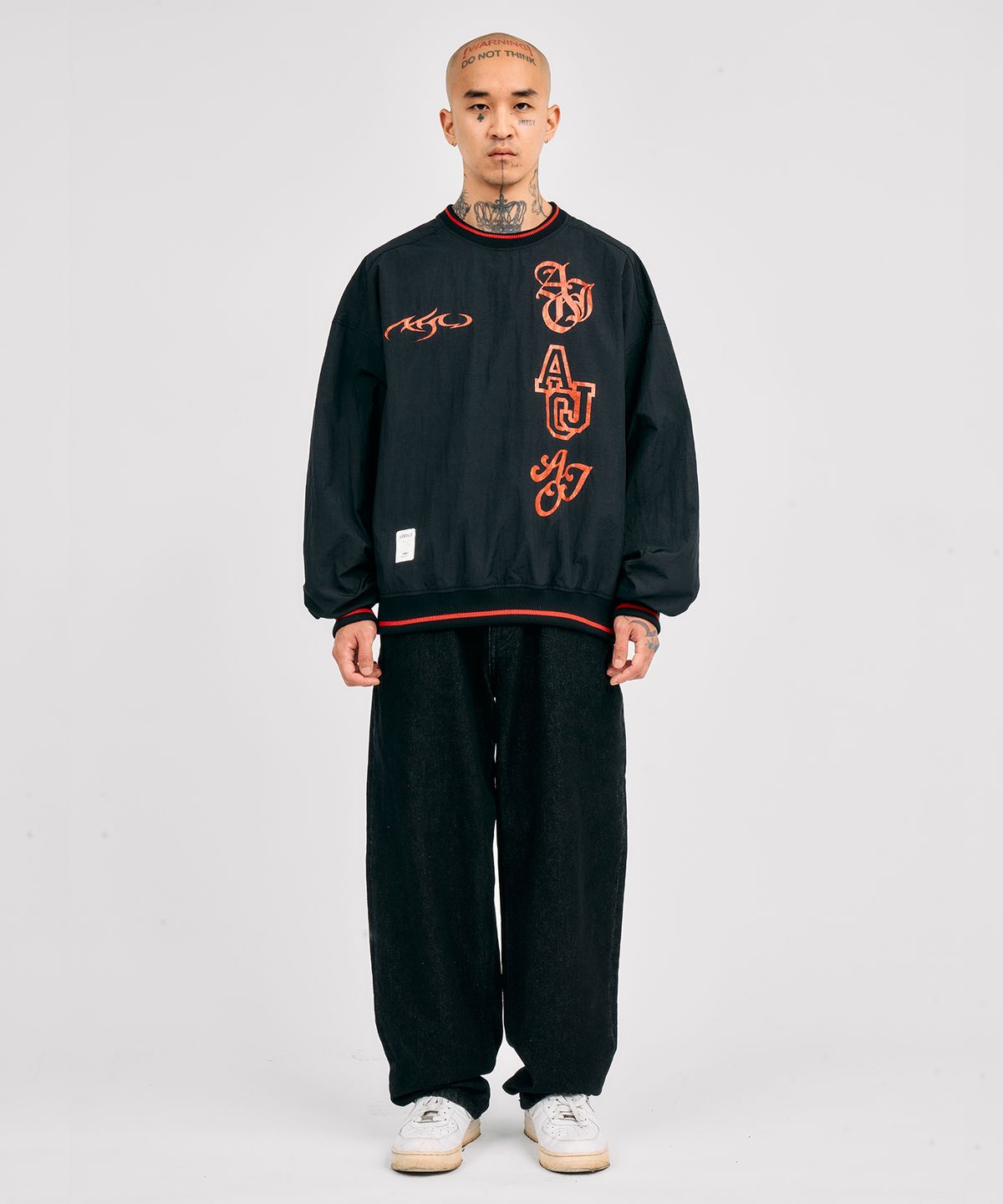 아조바이아조(AJOBYAJO) [PBA] Total Logo Nylon Sweatshirt [BLACK]