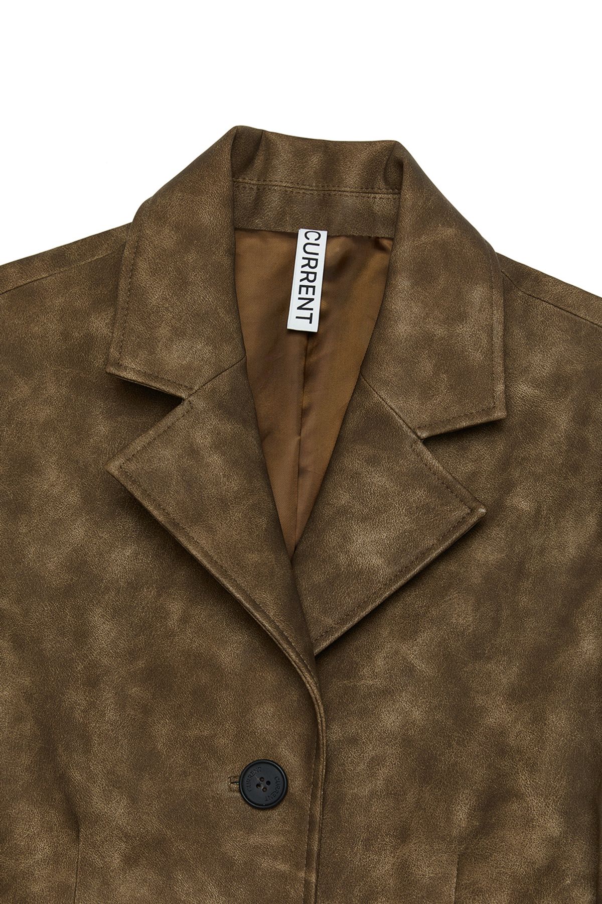 커렌트(CURRENT) VEGAN LEATHER HALF COAT [BROWN]