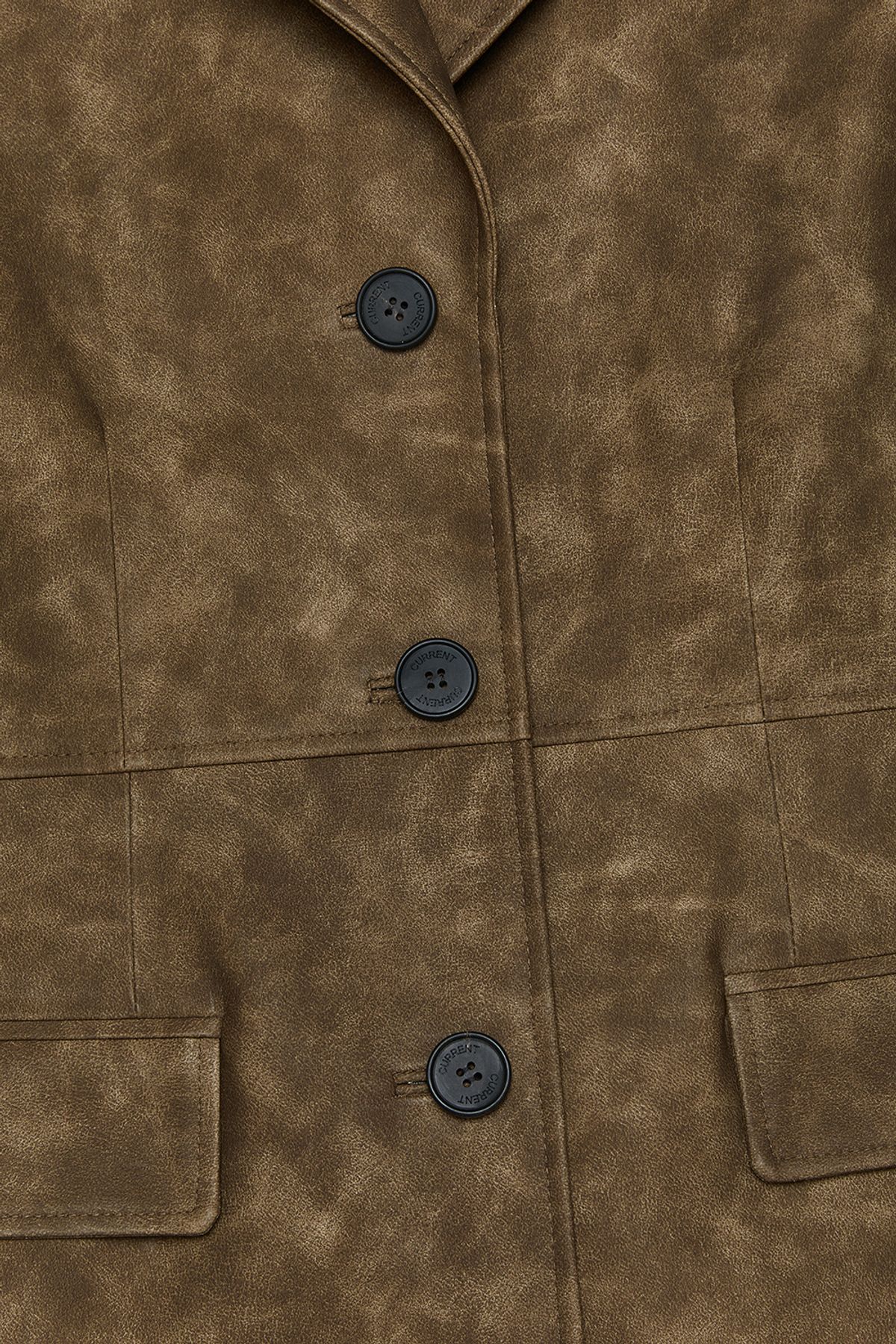 커렌트(CURRENT) VEGAN LEATHER HALF COAT [BROWN]