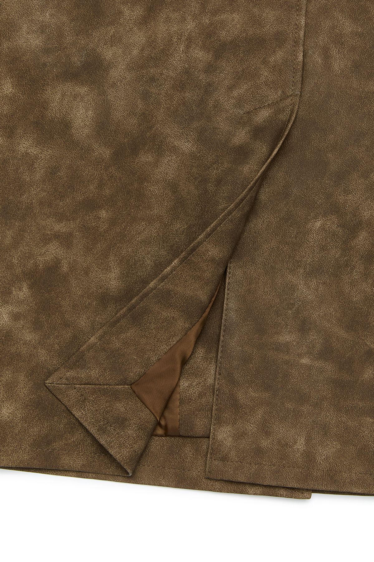 커렌트(CURRENT) VEGAN LEATHER HALF COAT [BROWN]