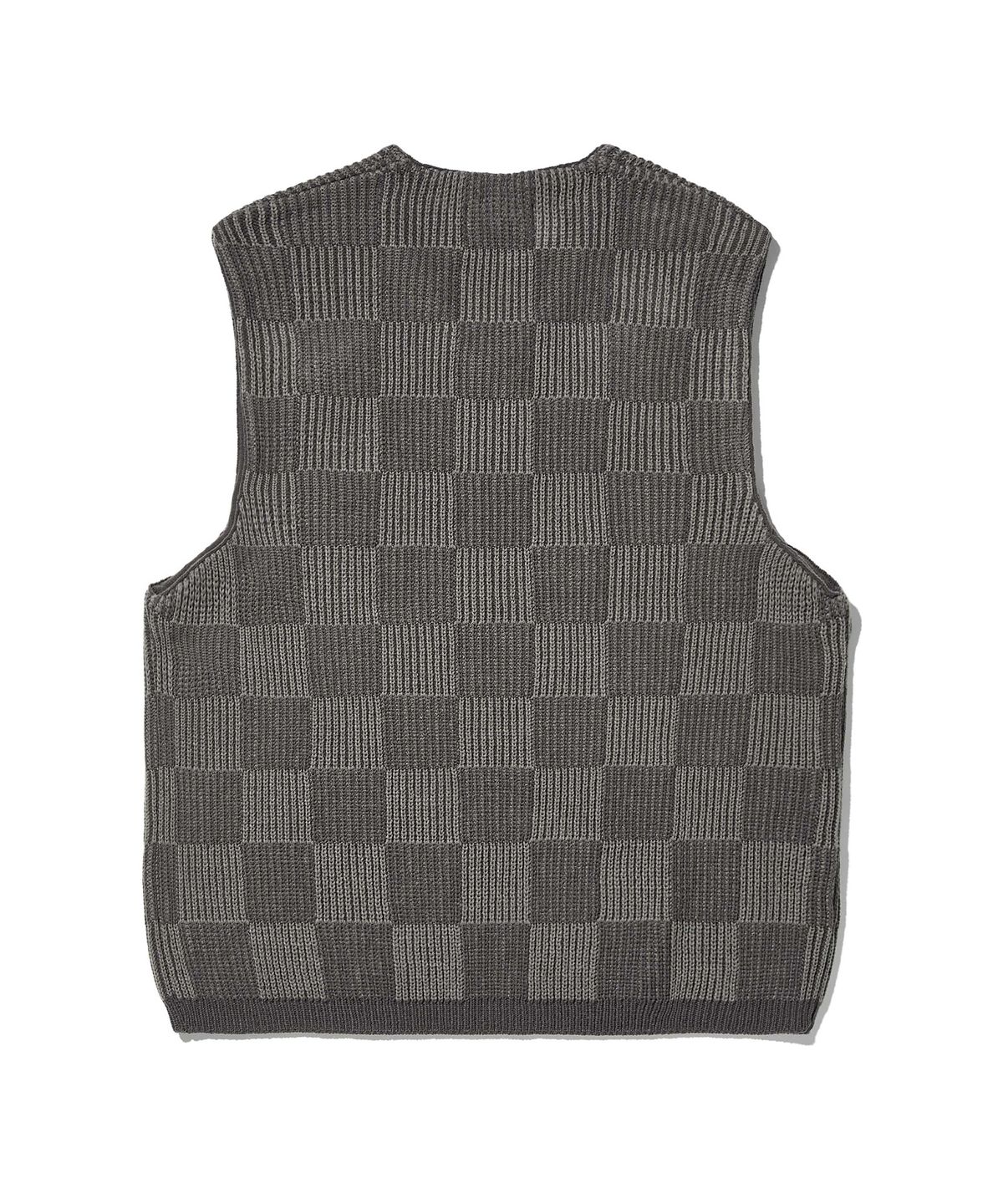 크리틱(CRITIC) Checkerboard Knit Vest Charcoal