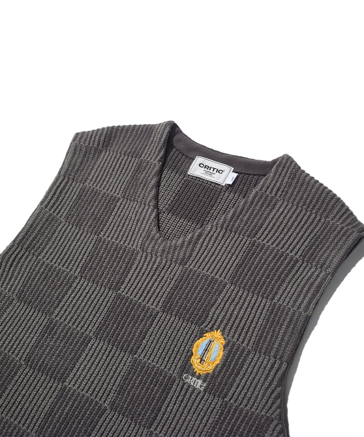 크리틱(CRITIC) Checkerboard Knit Vest Charcoal