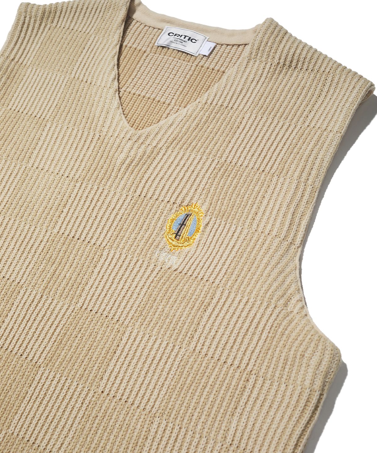 크리틱(CRITIC) Checkerboard Knit Vest Beige