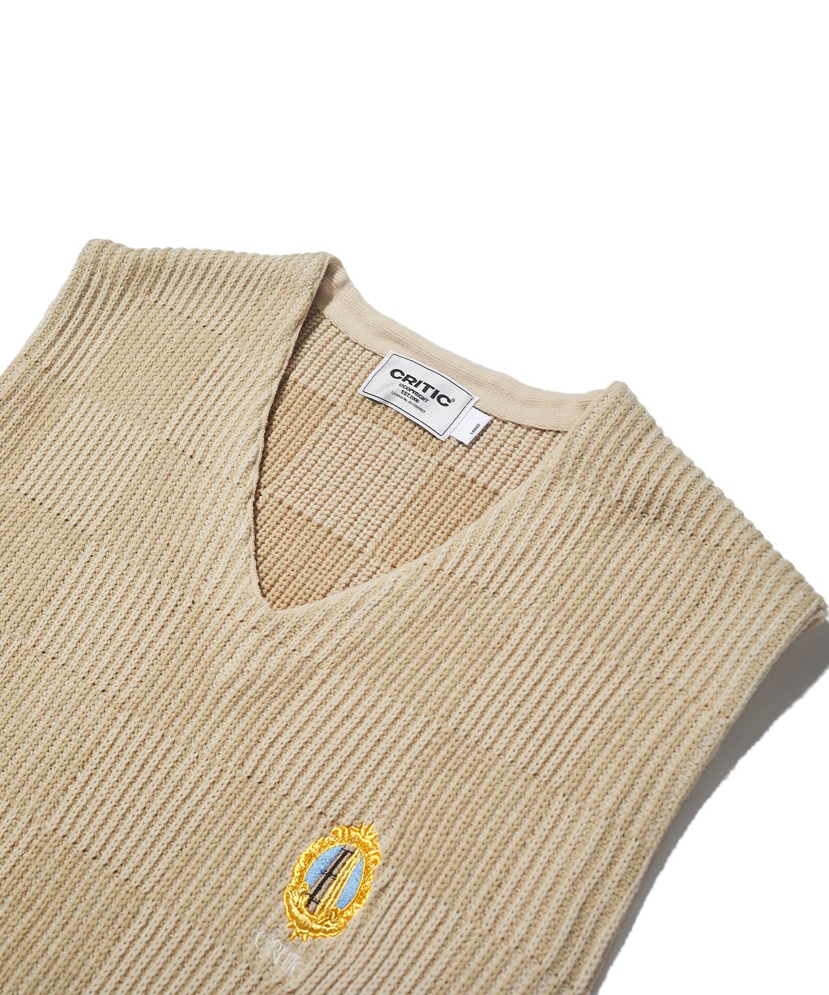 크리틱(CRITIC) Checkerboard Knit Vest Beige