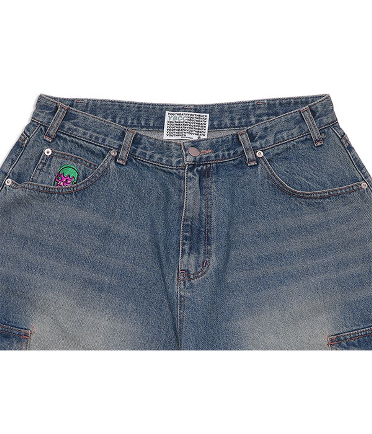 유쓰배쓰(YOUTHBATH) PK WRESTLER CARGO WORK PANTS_DENIM BLUE