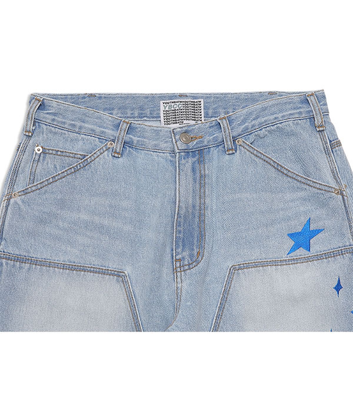 유쓰배쓰(YOUTHBATH) PATCH WORK DENIM PANTS_STAR BLUE