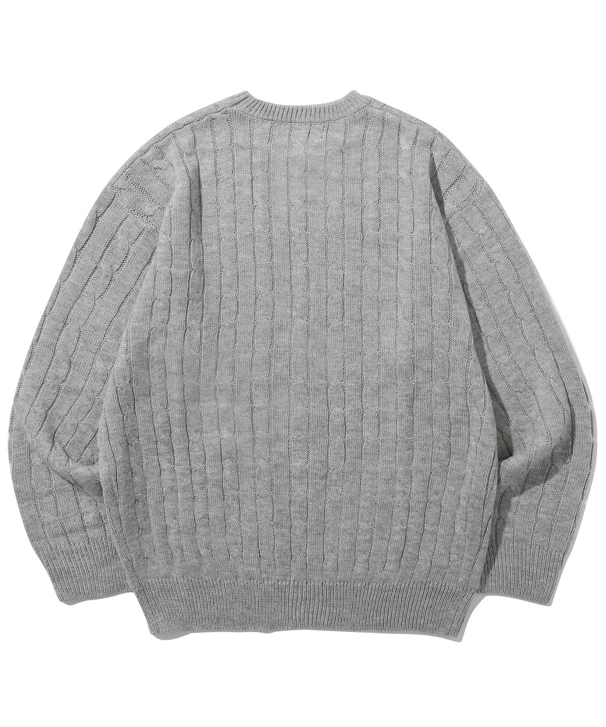 트릴리온(TRILLION) 워셔블 보트자수 케이블 크루넥 니트 (NEUTRAL GRAY)