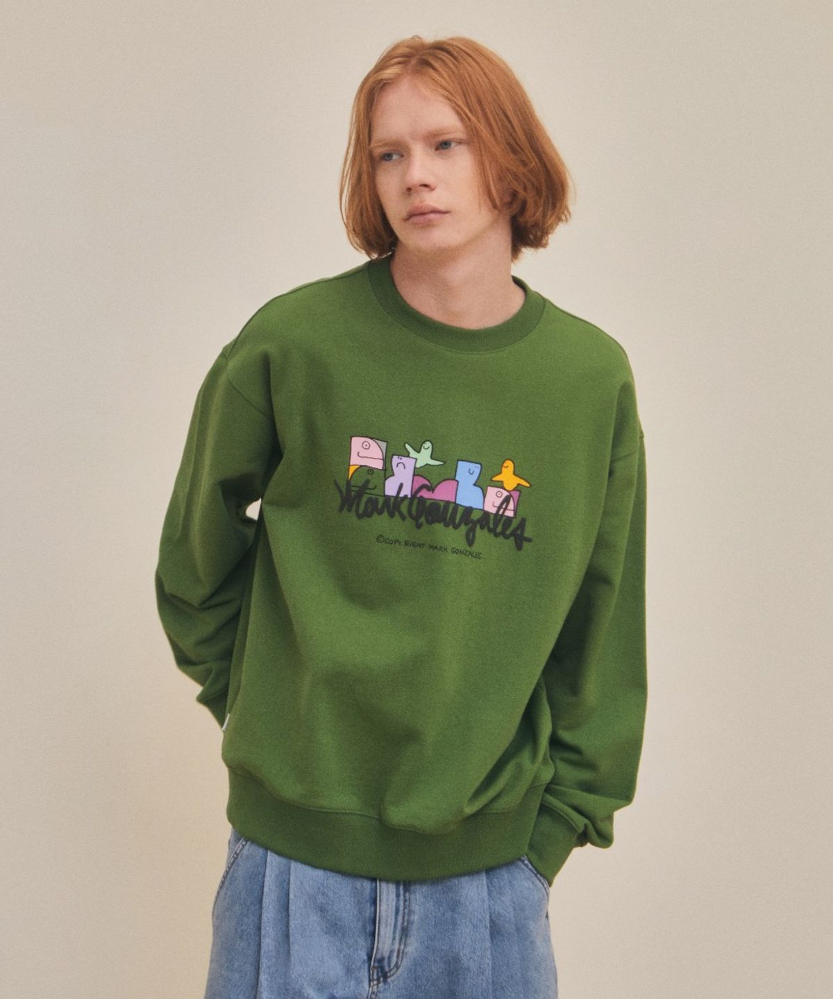 마크곤잘레스(MARK GONZALES) MG MULTI SHMOO GRAPHIC SWEATSHIRT - GREEN