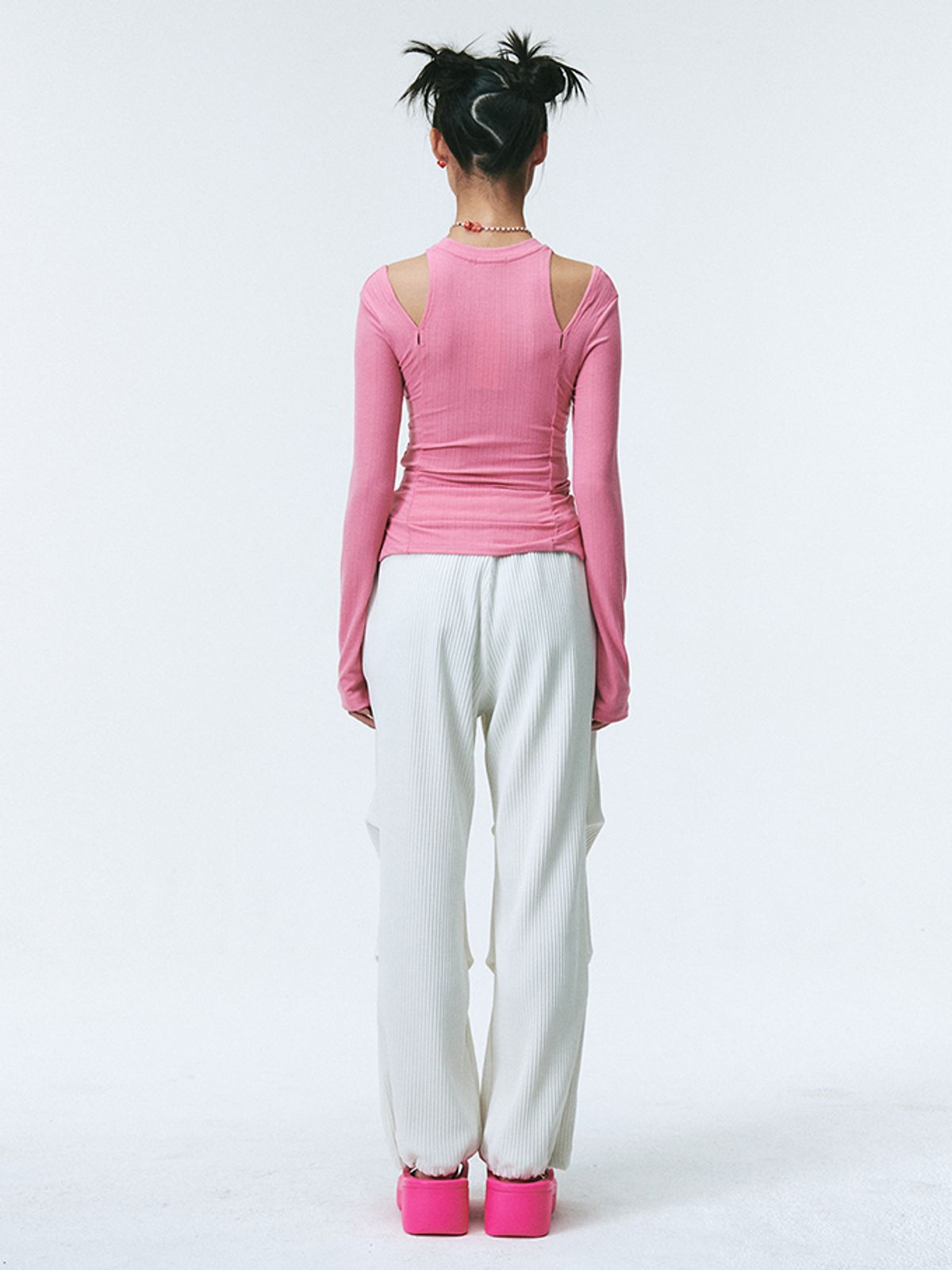 에즈이프 캘리(ASIF CALIE) RIB SLIT LONG SLEEVE PINK