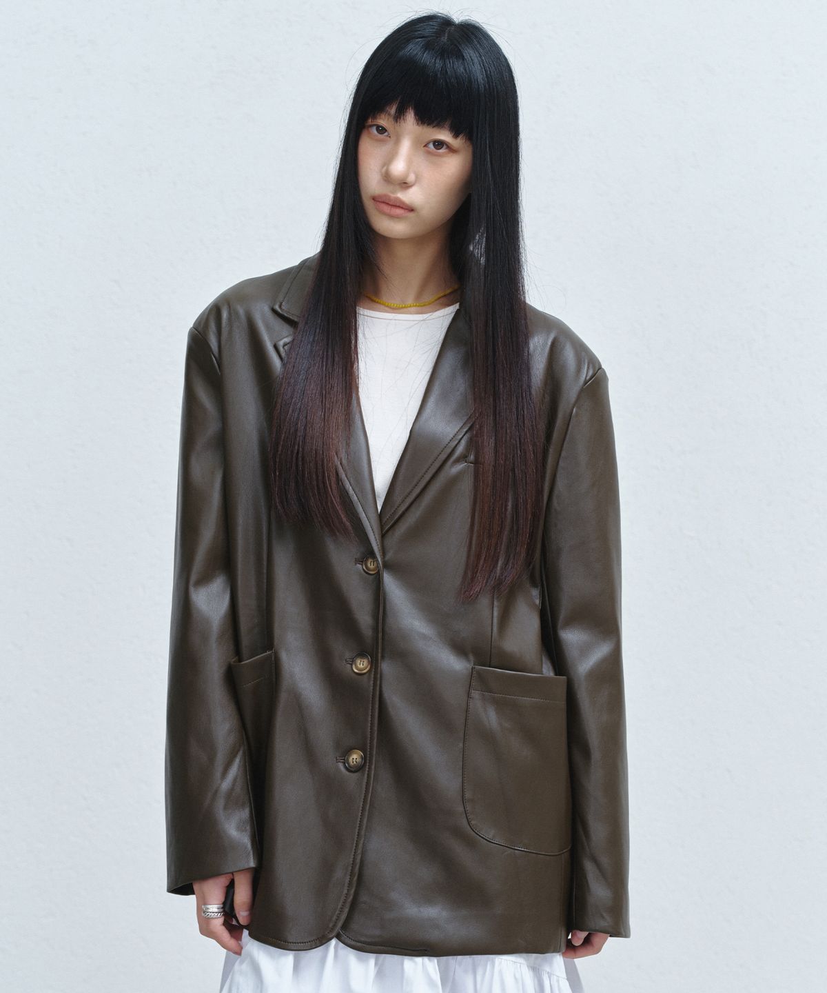 닉앤니콜(NICK&NICOLE) NICOLE SIGNATURE FAUX LEATHER JACKET_BROWN