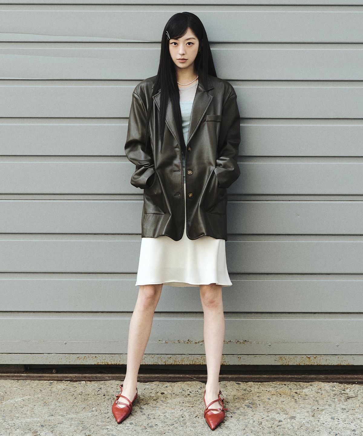 닉앤니콜(NICK&NICOLE) NICOLE SIGNATURE FAUX LEATHER JACKET_BROWN