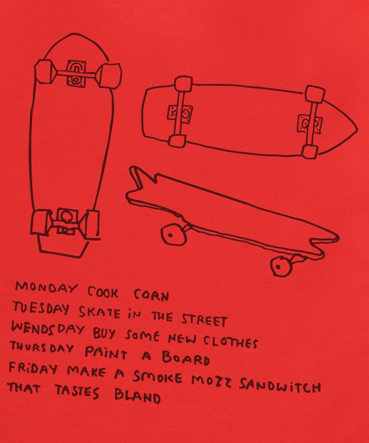 마크곤잘레스(MARK GONZALES) MG SKATEBOARD GRAPHIC T-SHIRT - RED