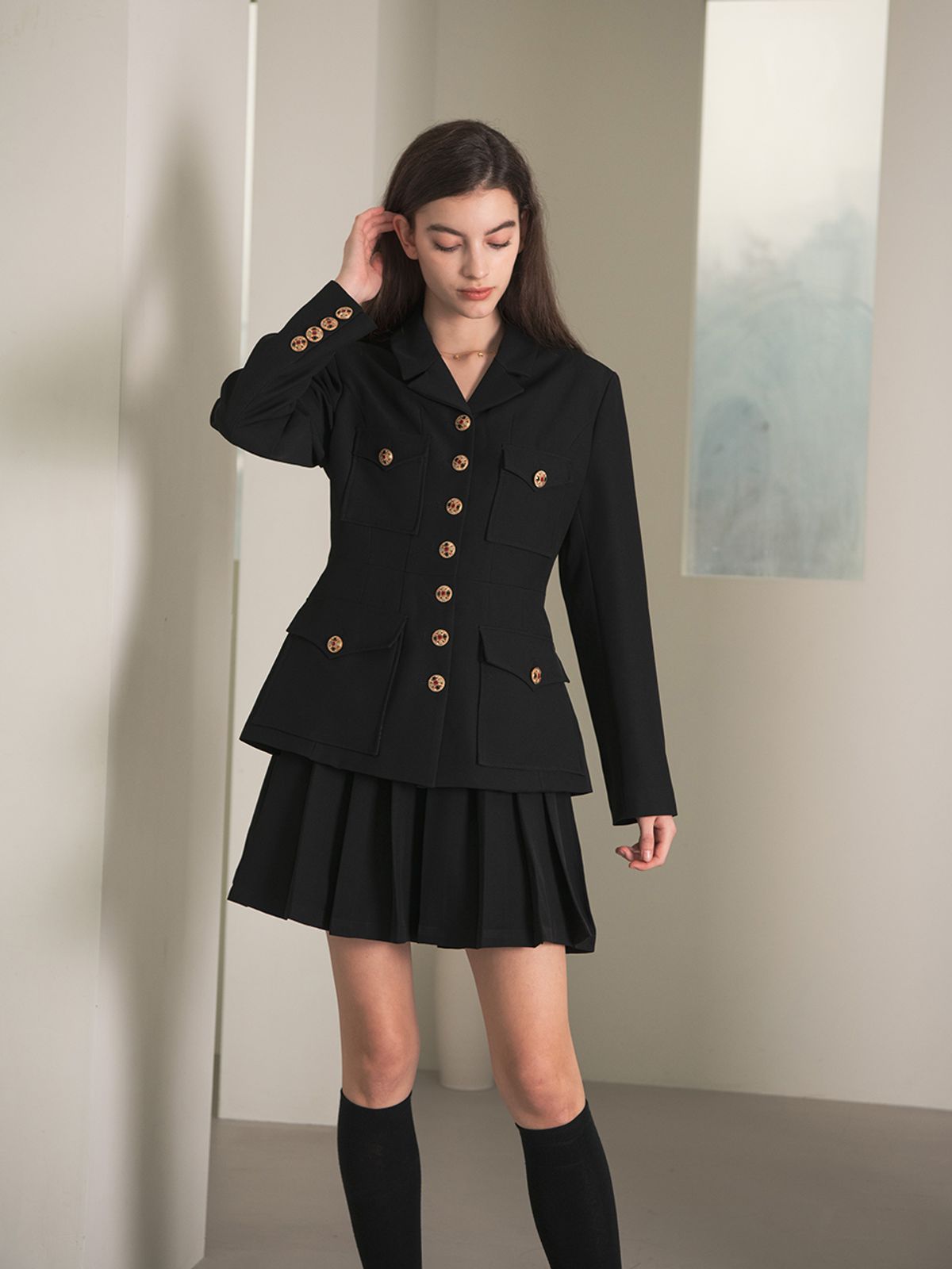 와이와이아이엠(YYIAM) YY New_flat collared pleated two-piece set