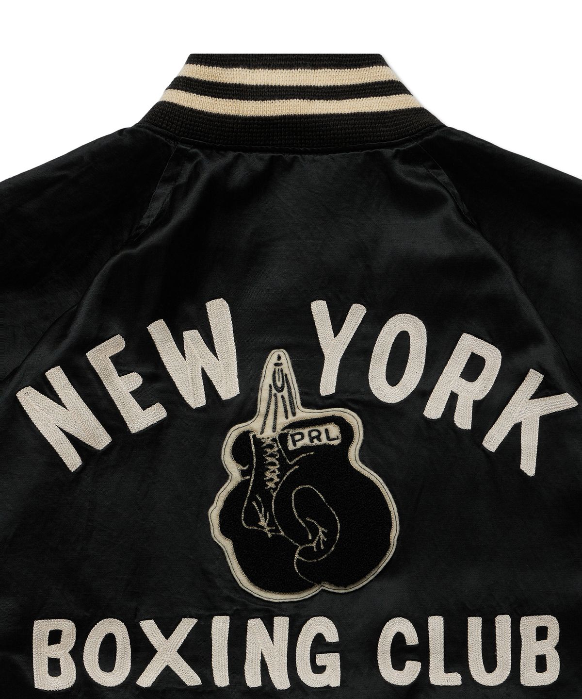 폴로 랄프 로렌(POLO RALPH LAUREN) [NEW YORK BOXING CLUB] 새틴 바시티 리버시블 재킷 - 블랙
