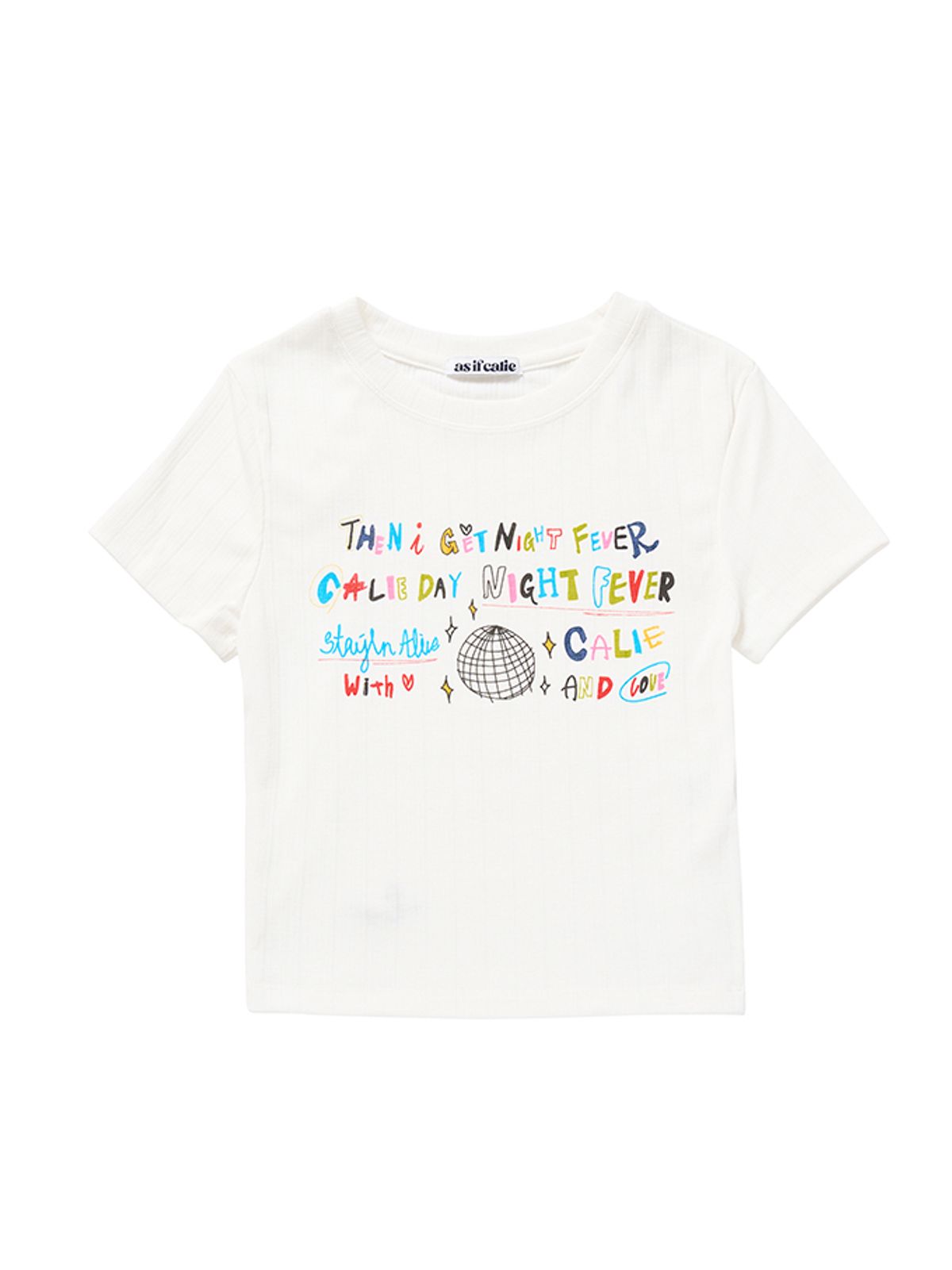 에즈이프 캘리(ASIF CALIE) DISCOBALL CROP TSHIRT WHITE