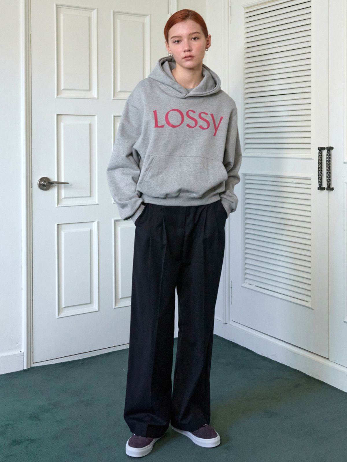 로시로우(LOSSYROW) Lossy Signature Printing Hoodie  Gray