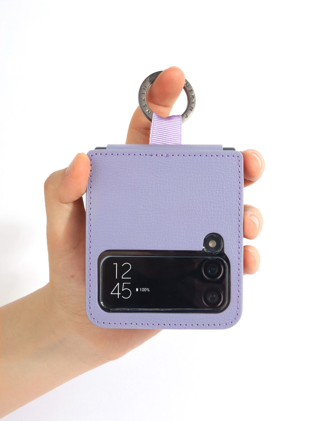 디자인스킨(DESIGNSKIN) 갤럭시Z플립4_3 링 그립 가죽 카드포켓 케이스Ver.2-바이올렛