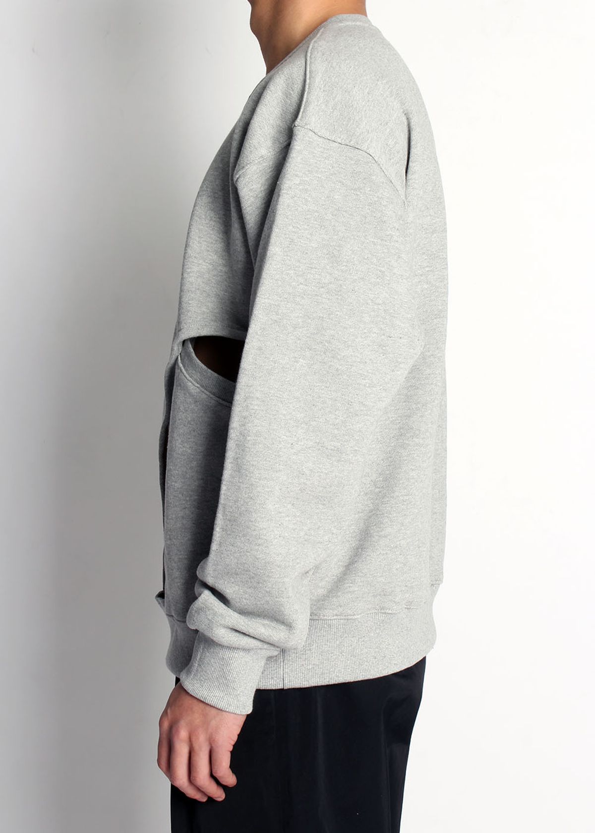 이레귤러(IRREGULAR) DOUBLE LAYERED SLIT SWEATSHIRT (GREY)