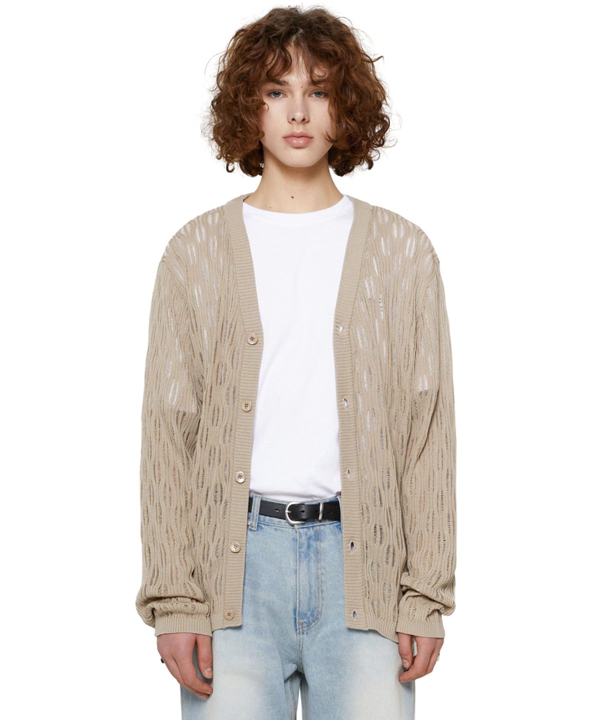 비바스튜디오(VIVASTUDIO) WAVE V-NECK CARDIGAN [BEIGE]