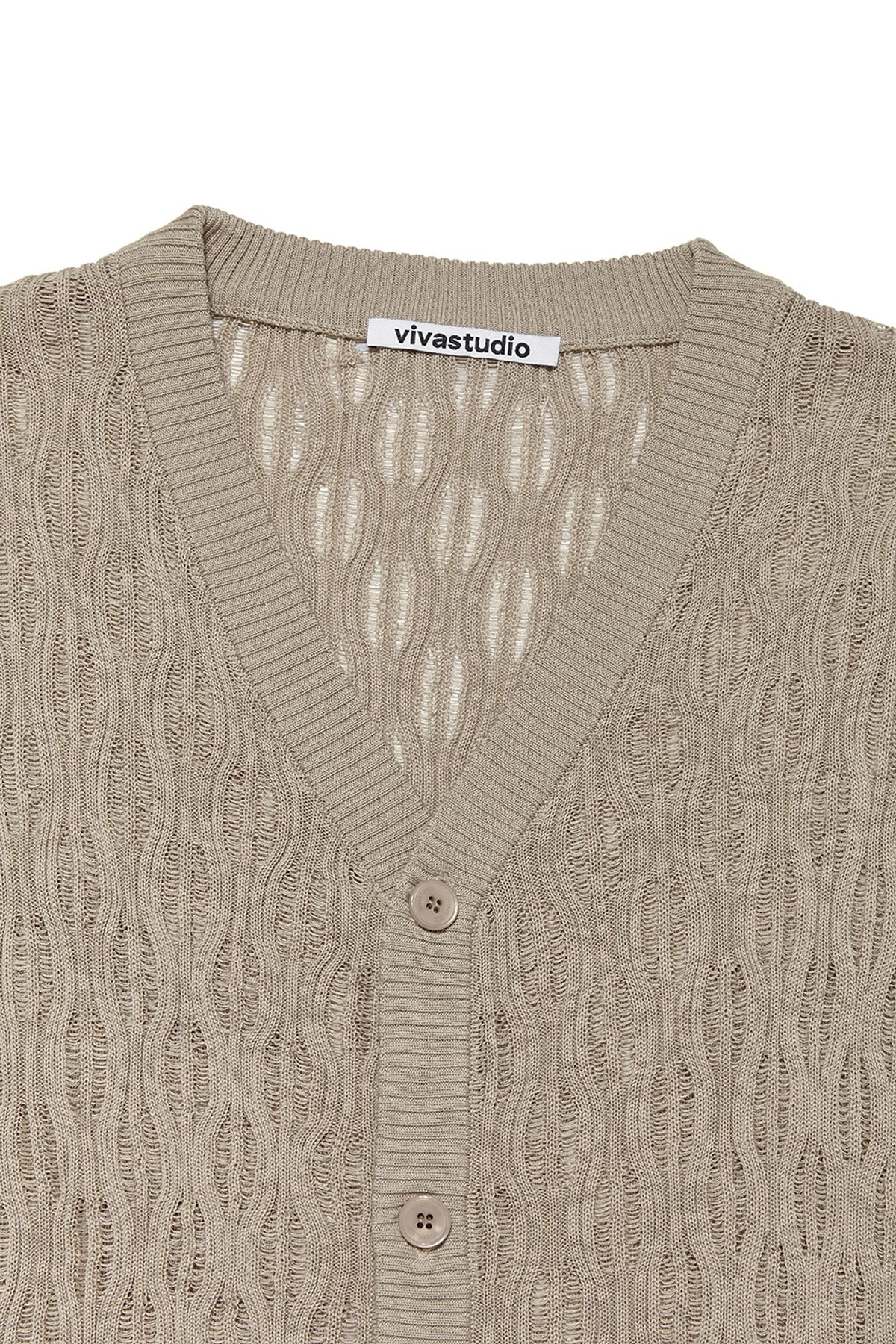 비바스튜디오(VIVASTUDIO) WAVE V-NECK CARDIGAN [BEIGE]