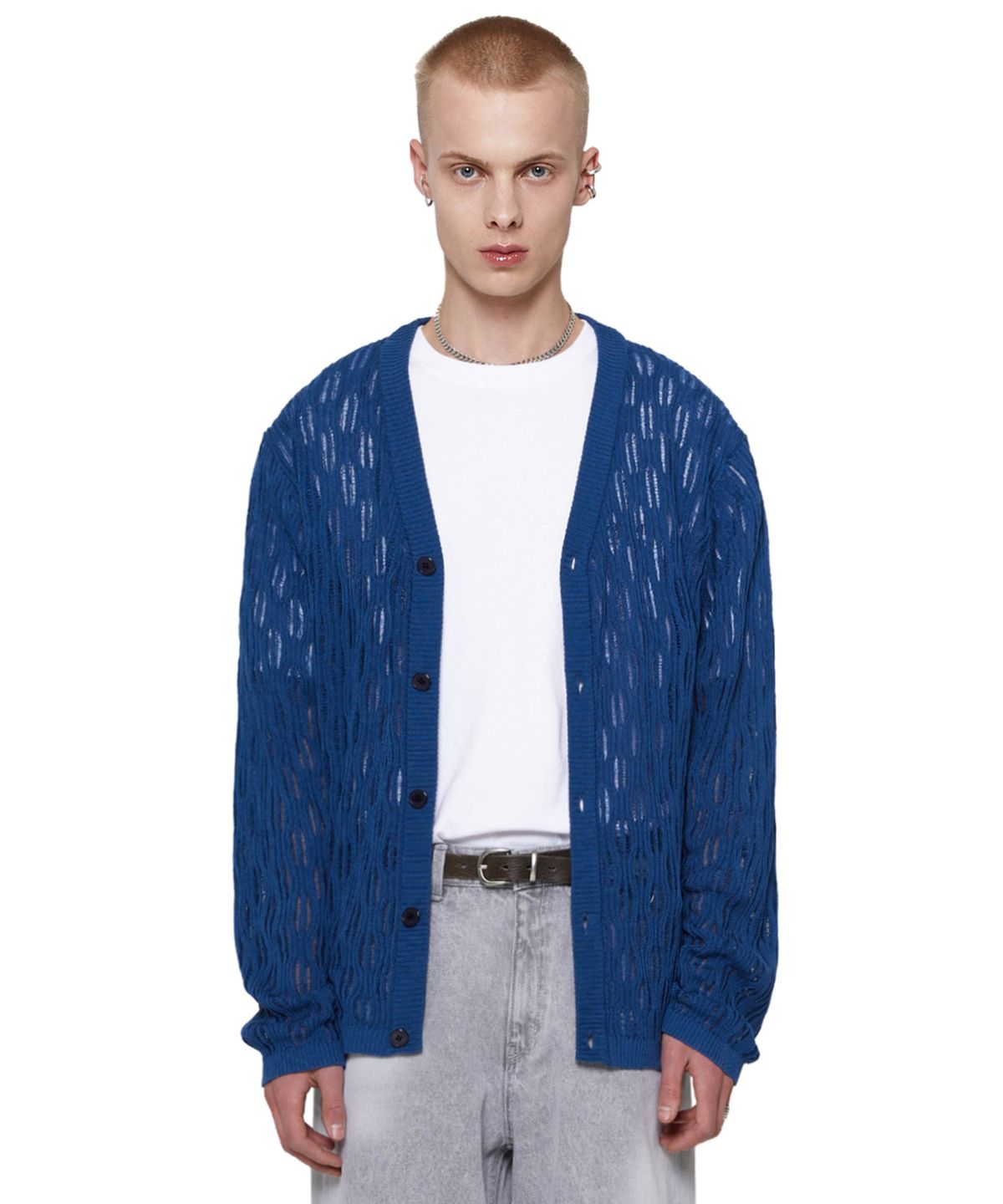 비바스튜디오(VIVASTUDIO) WAVE V-NECK CARDIGAN [BLUE]