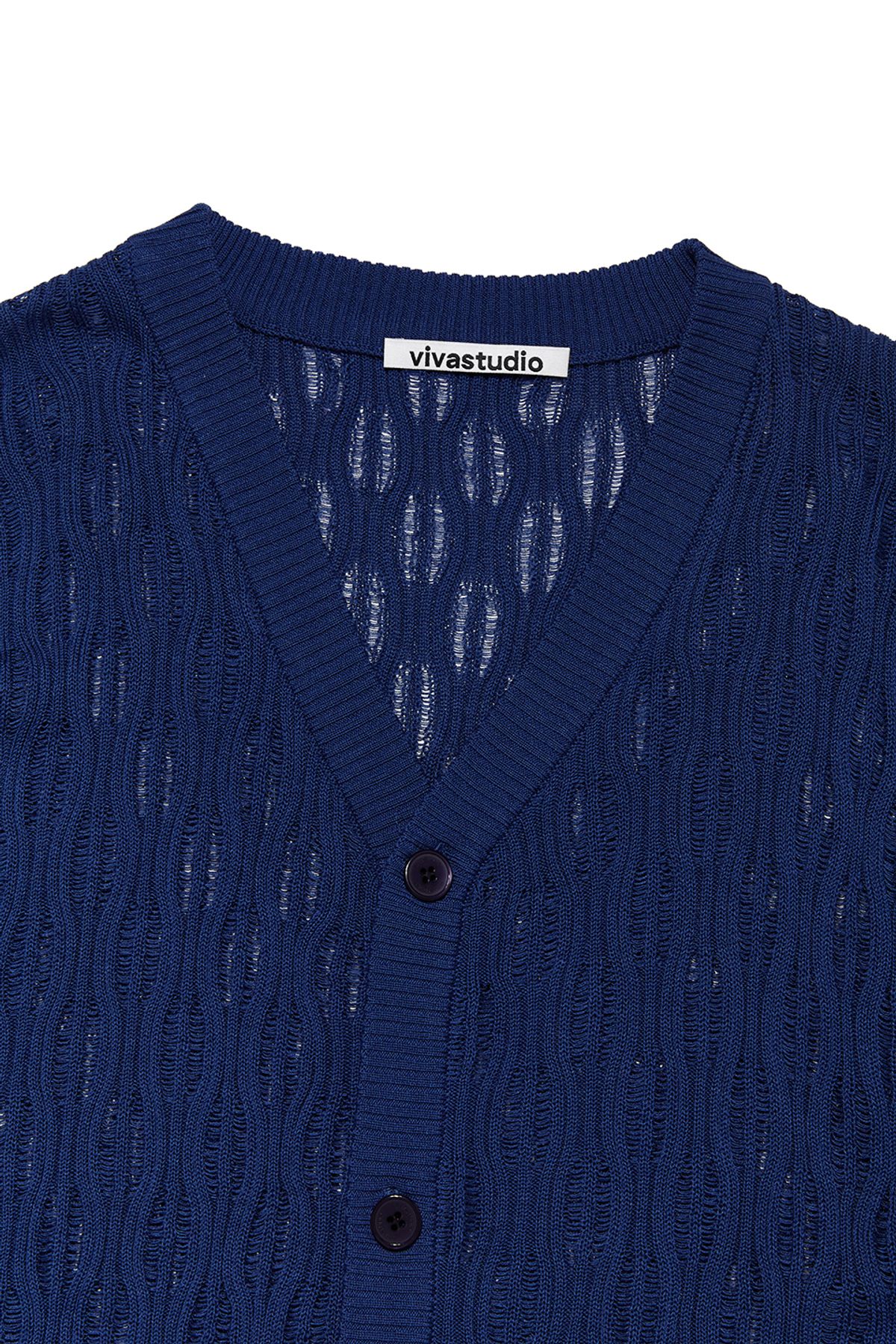 비바스튜디오(VIVASTUDIO) WAVE V-NECK CARDIGAN [BLUE]
