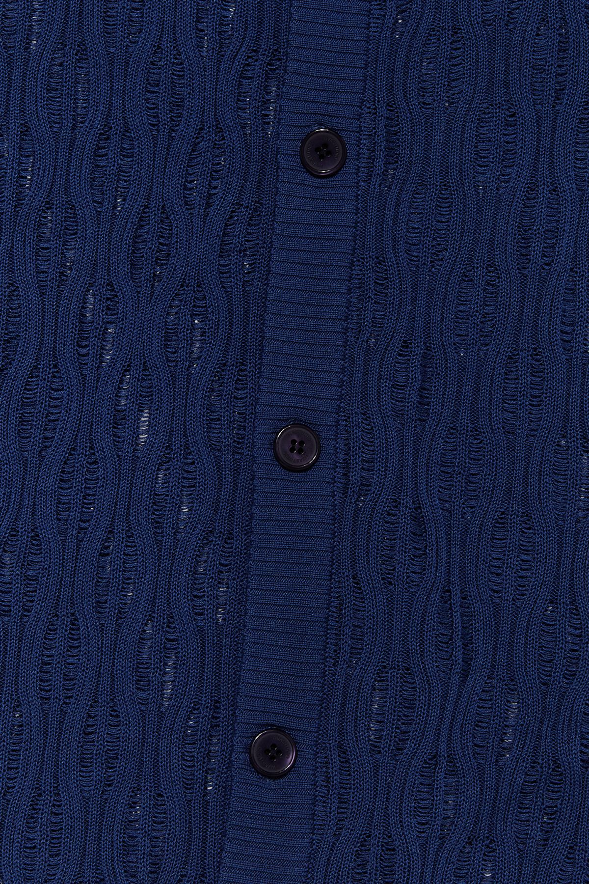 비바스튜디오(VIVASTUDIO) WAVE V-NECK CARDIGAN [BLUE]