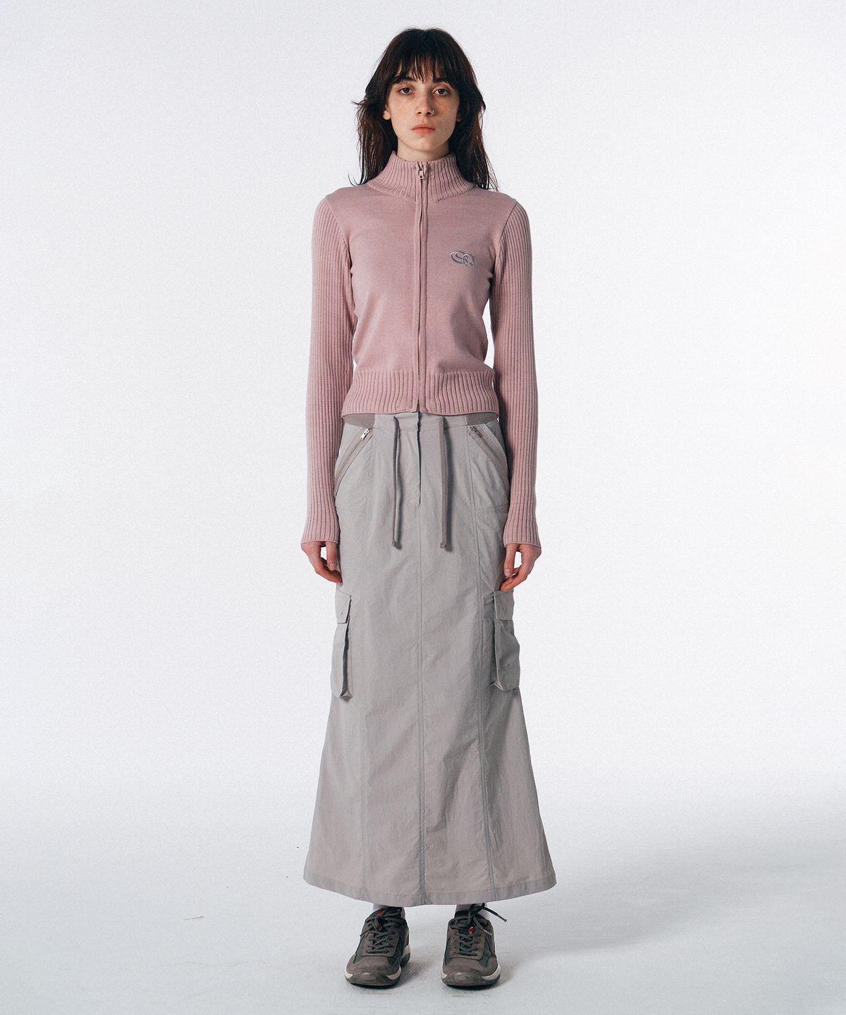 스컬프터(SCULPTOR) Symbol Logo Zip-Up Cardigan Pale Pink
