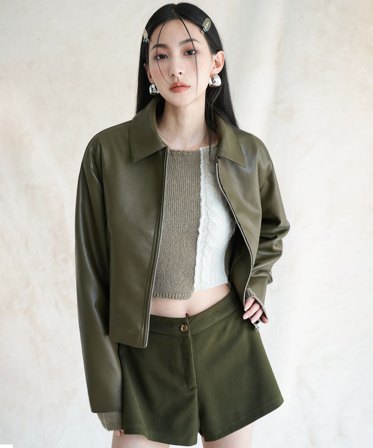 어반드레스(AVANDRESS) Basic Cropped Art Leather Jacket - 4COL