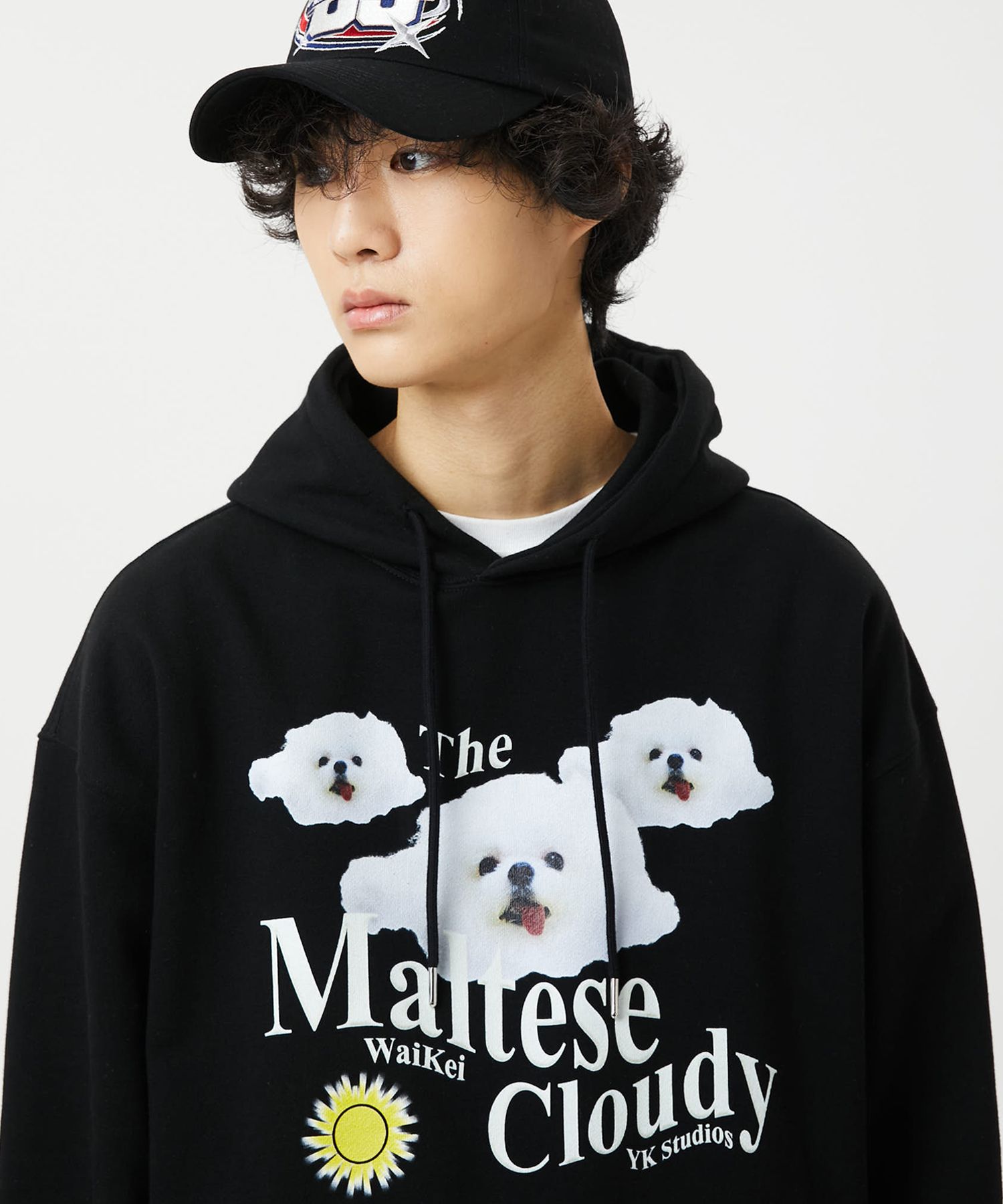 MUSINSA公式 | WAI KEI Maltese Cloudy Hoodie Black