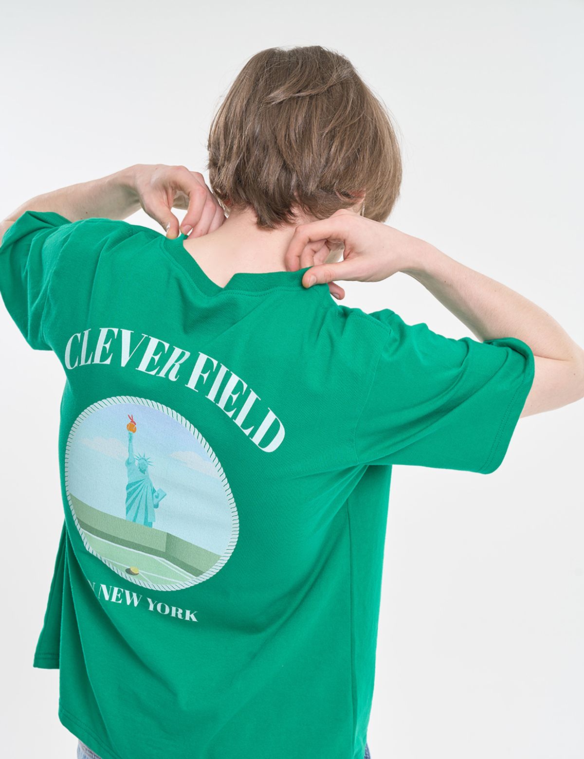 클레버필드(CLEVER FIELD) 그랜드슬램 뉴욕 Retro 그래픽 T [그린]