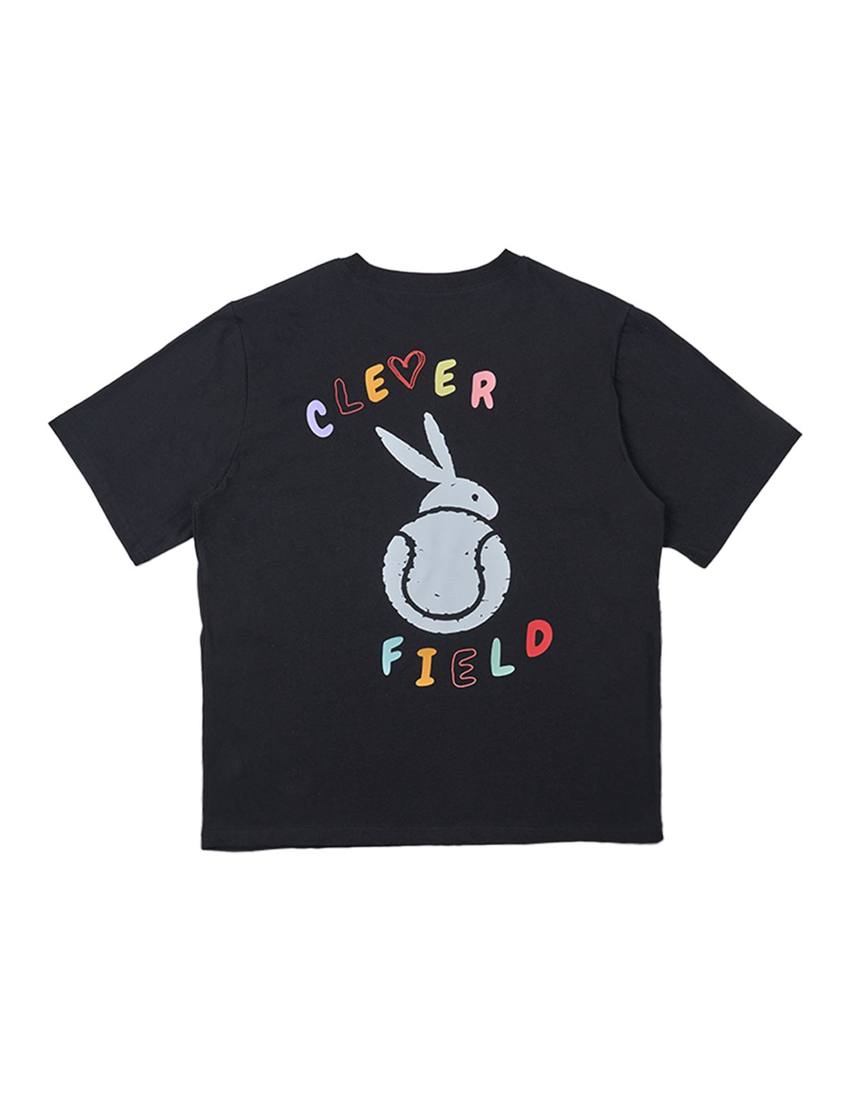 클레버필드(CLEVER FIELD) 드로잉 컬러 그래픽  레빗 티셔츠 [블랙]