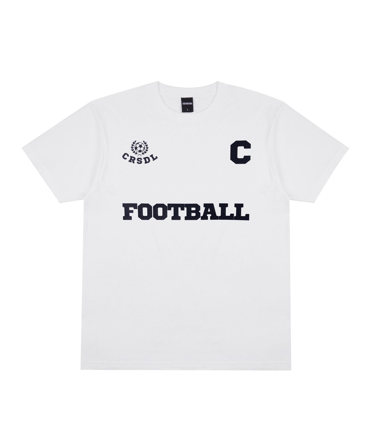 크림소다랩(CREAM SODA LAB) 씨 로고 풋볼 클럽 반팔티 화이트