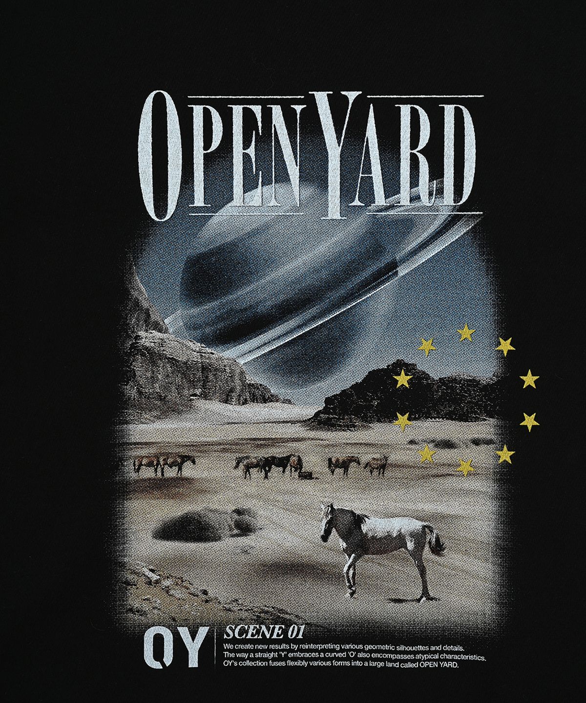 오픈야드(오와이)(OPENYARD(OY)) 데저트 플래닛 롱 슬리브-블랙