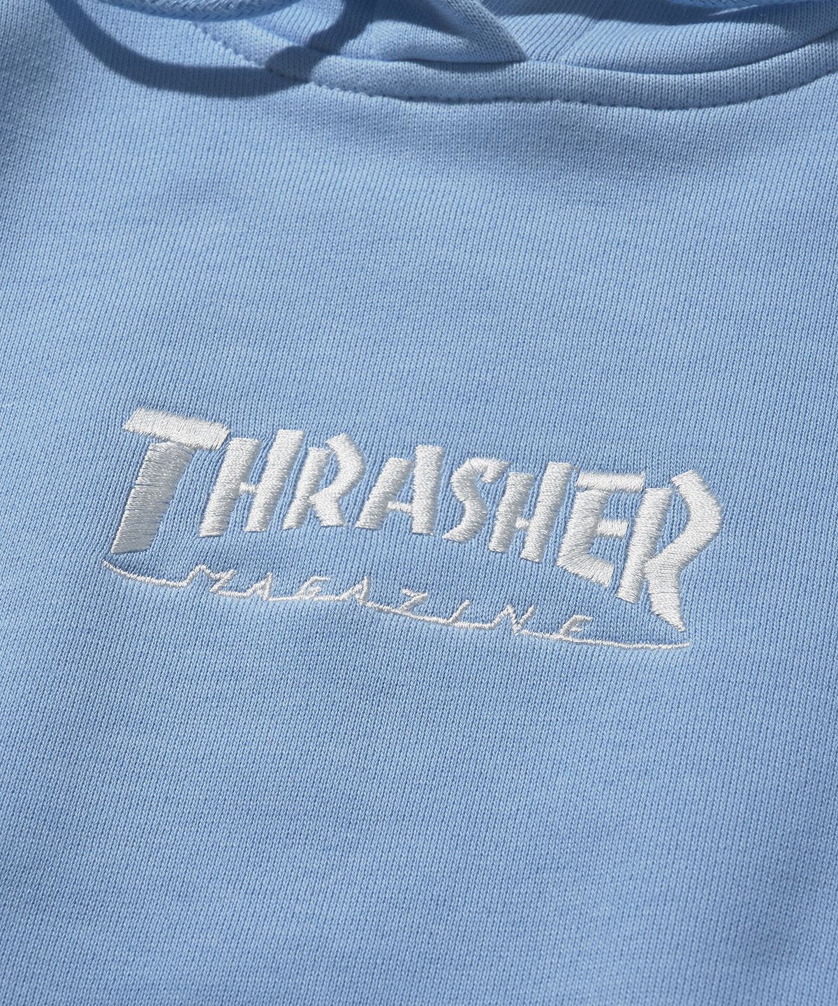 트레셔(THRASHER) 우먼스 매거진 크롭 후디 스카이 블루