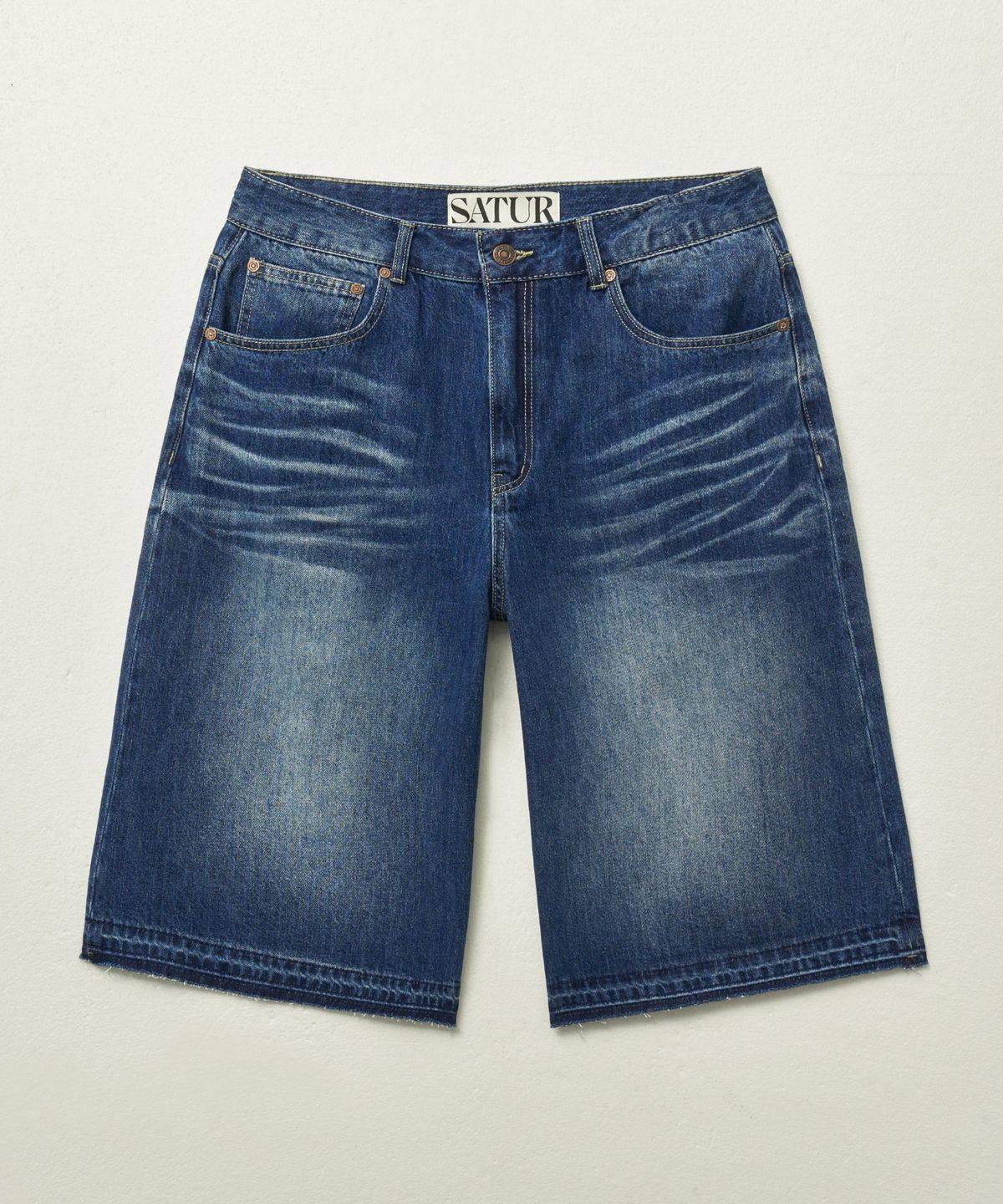 세터(SATUR) 가봉 데님 버뮤다 팬츠 인디고 블루