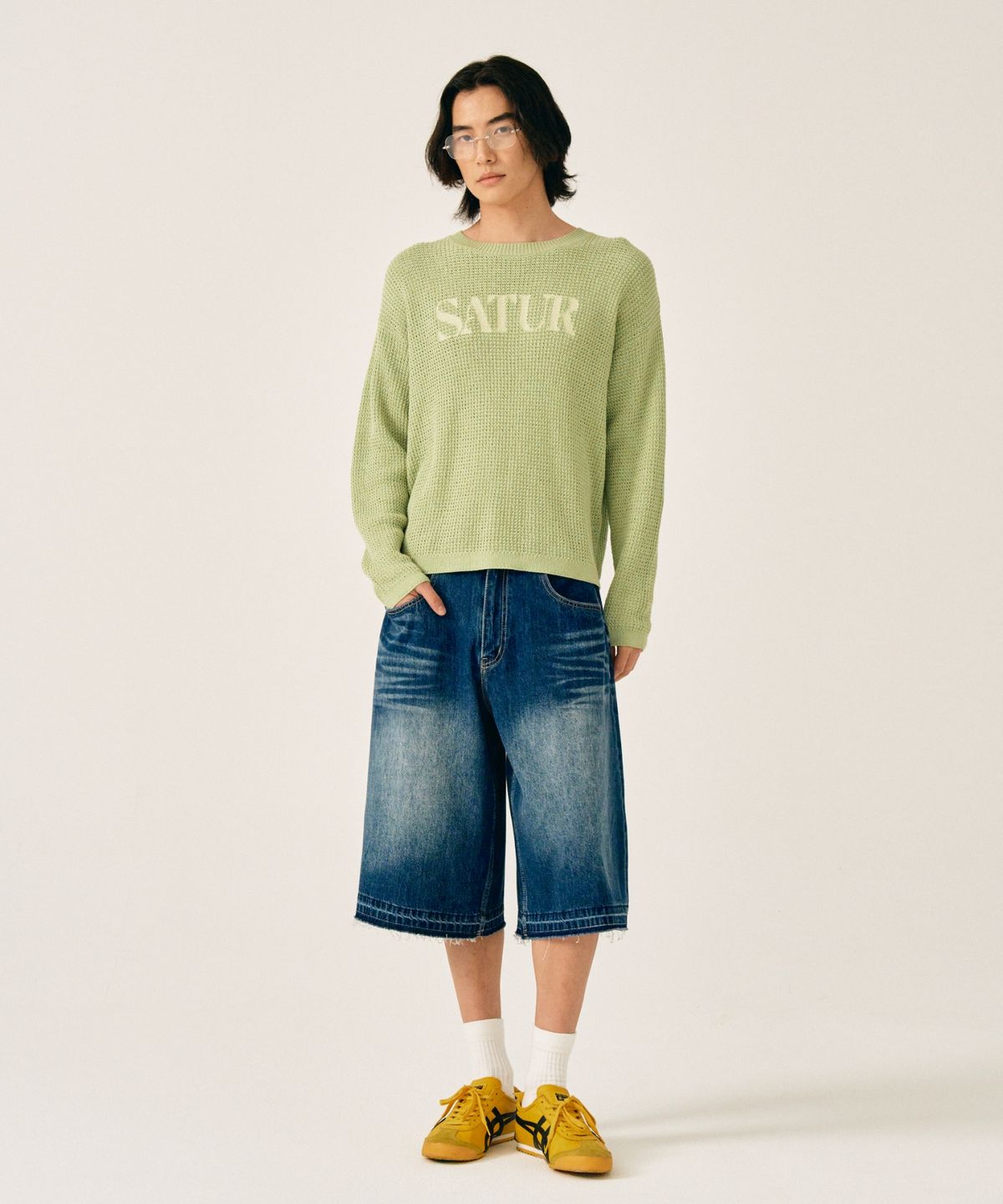 세터(SATUR) 가봉 데님 버뮤다 팬츠 인디고 블루
