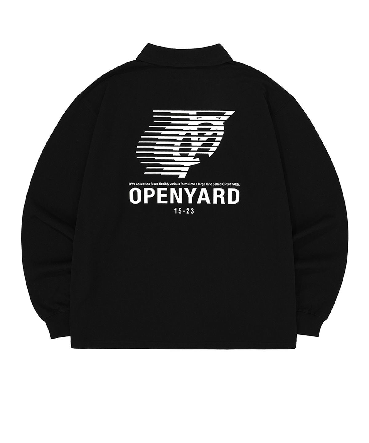 오픈야드(오와이)(OPENYARD(OY)) 스포티 로고 카라 롱 슬리브-블랙