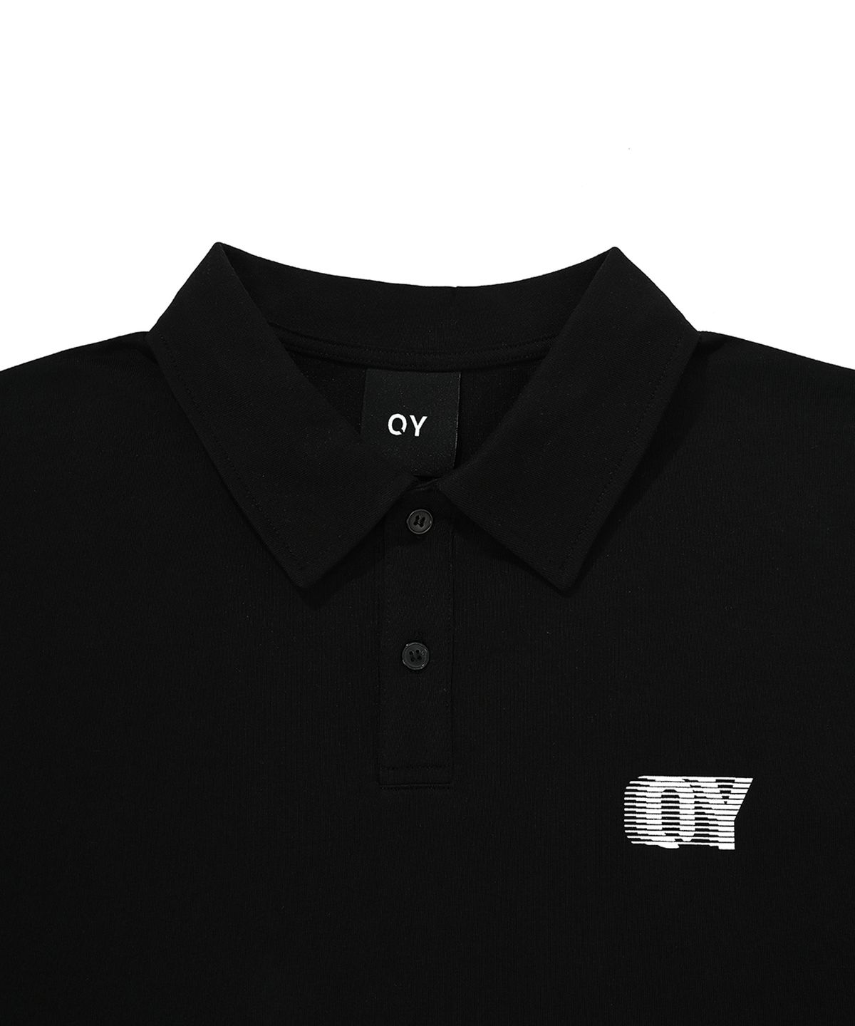 오픈야드(오와이)(OPENYARD(OY)) 스포티 로고 카라 롱 슬리브-블랙