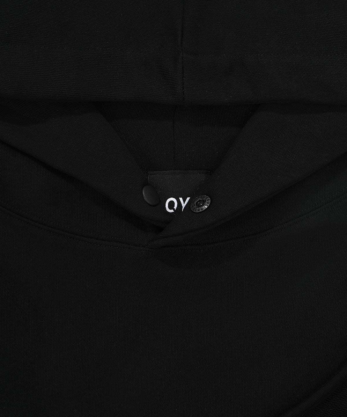 오픈야드(오와이)(OPENYARD(OY)) 리버스 테이프 로고 후드-블랙