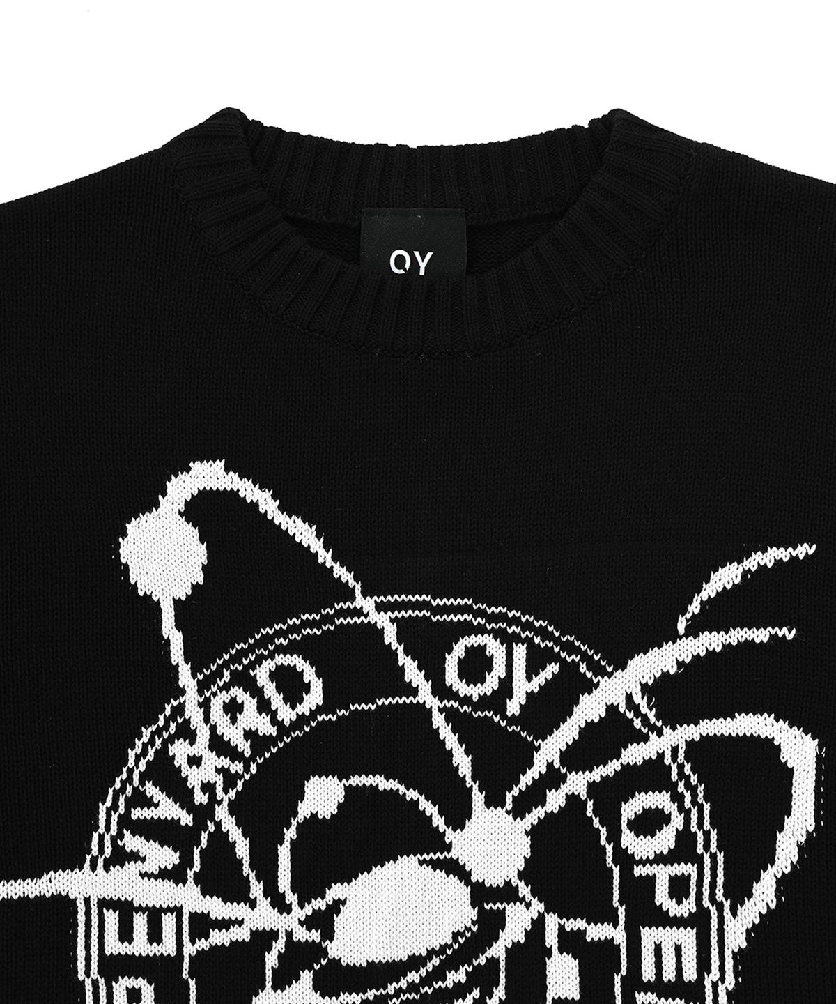 오픈야드(오와이)(OPENYARD(OY)) 플래니테어리 오르빗 로고 니트-블랙
