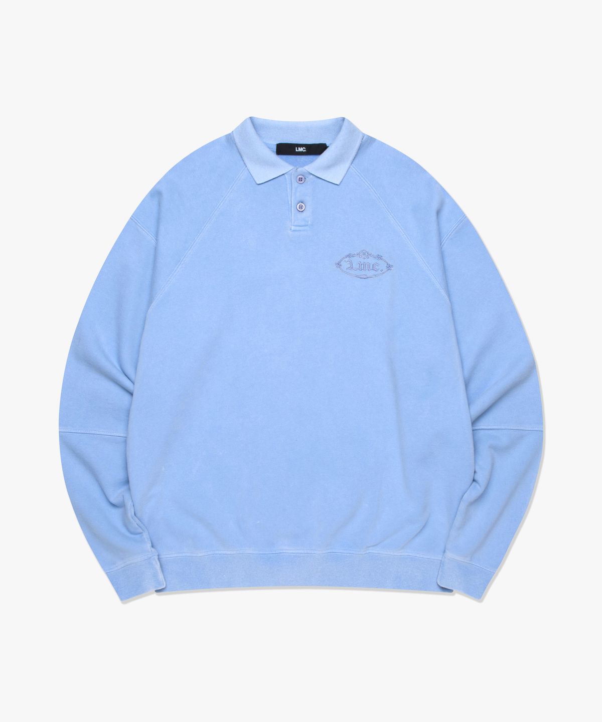 엘엠씨(LMC) OVERDYED GOTHIC OVAL COLLAR SWEATSHIRT sky blue