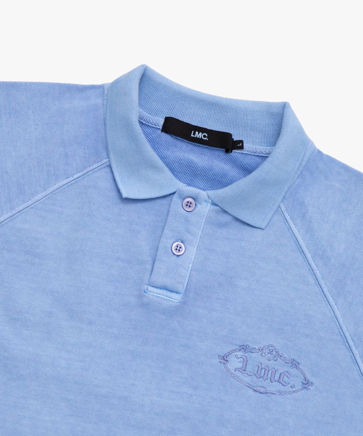 엘엠씨(LMC) OVERDYED GOTHIC OVAL COLLAR SWEATSHIRT sky blue