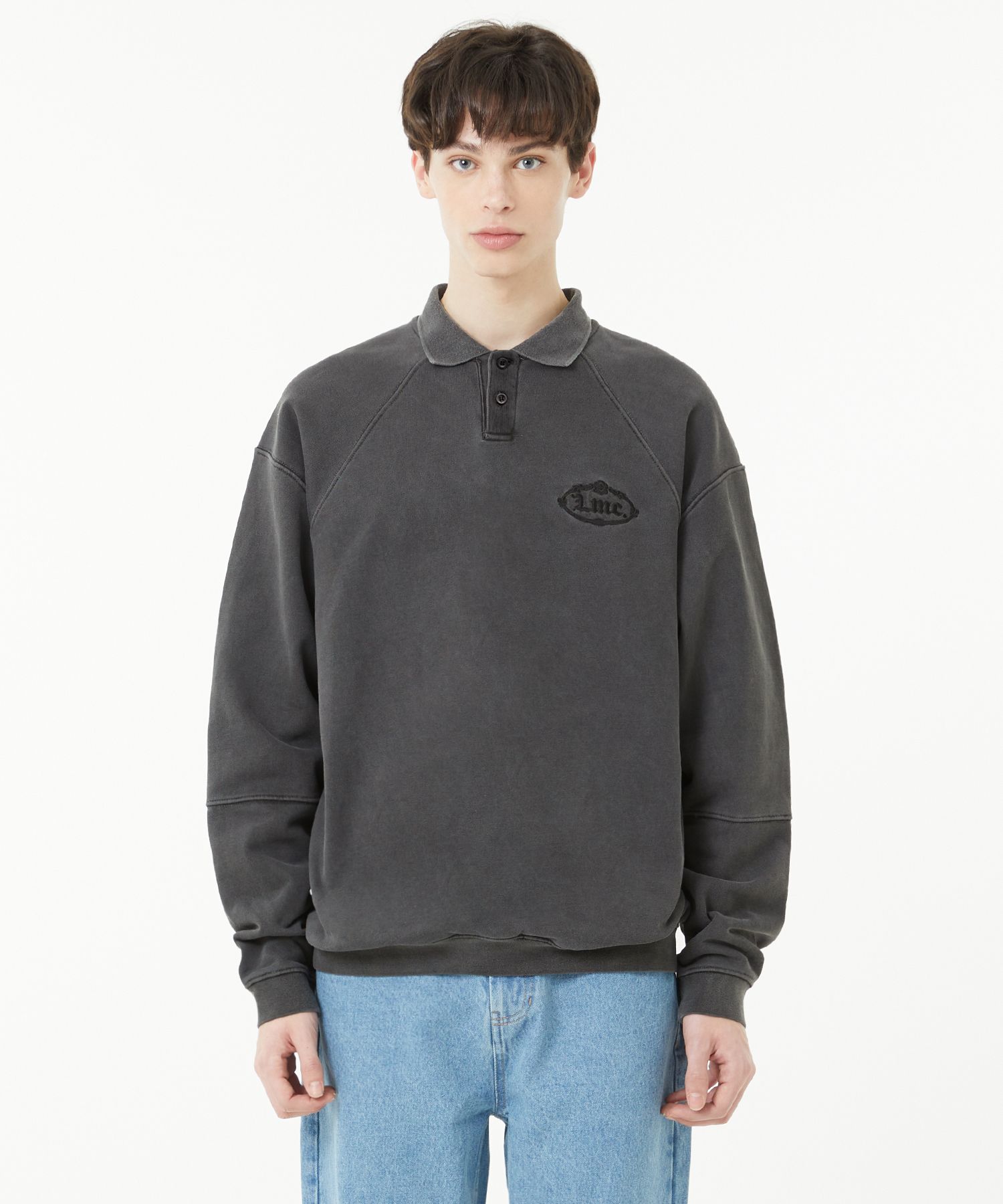 MUSINSA | LMC OVERDYED GOTHIC OVAL COLLAR SWEATSHIRT black